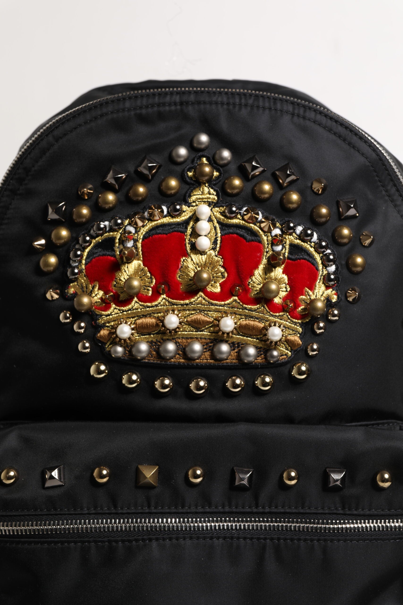 Dolce & Gabbana Black Nylon DG Crown Embellished Backpack VULCANO Men's Bag (Pre-Owned)