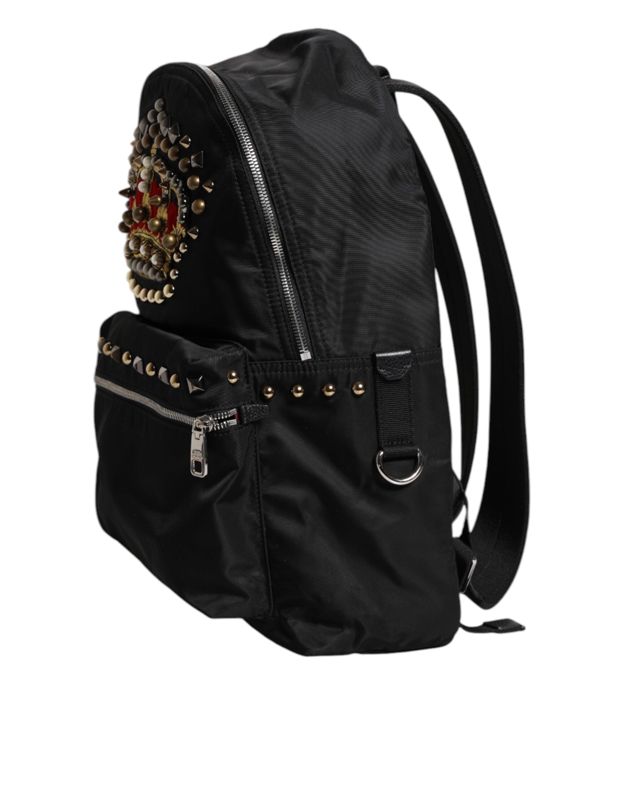 Dolce & Gabbana Black Nylon DG Crown Embellished Backpack VULCANO Men's Bag (Pre-Owned)