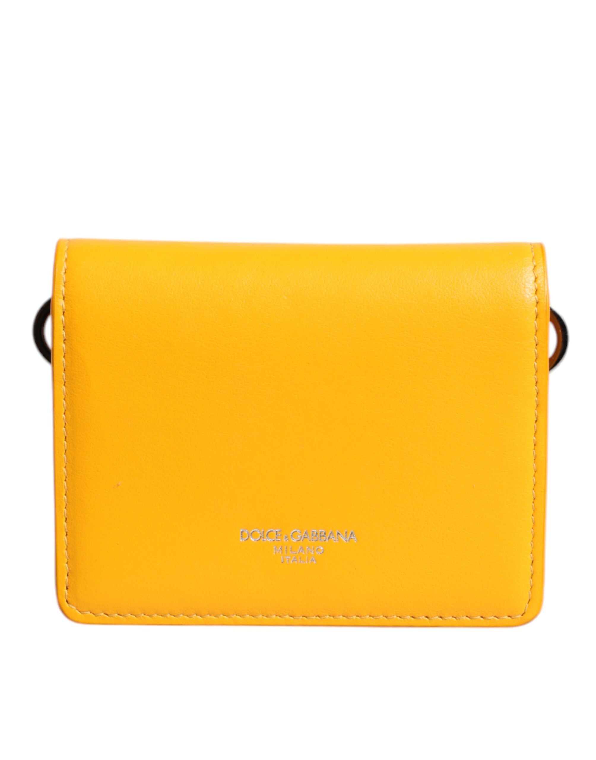 Dolce & Gabbana Yellow Leather Bifold Card Holder Crossbody Men's Bag (Pre-Owned)