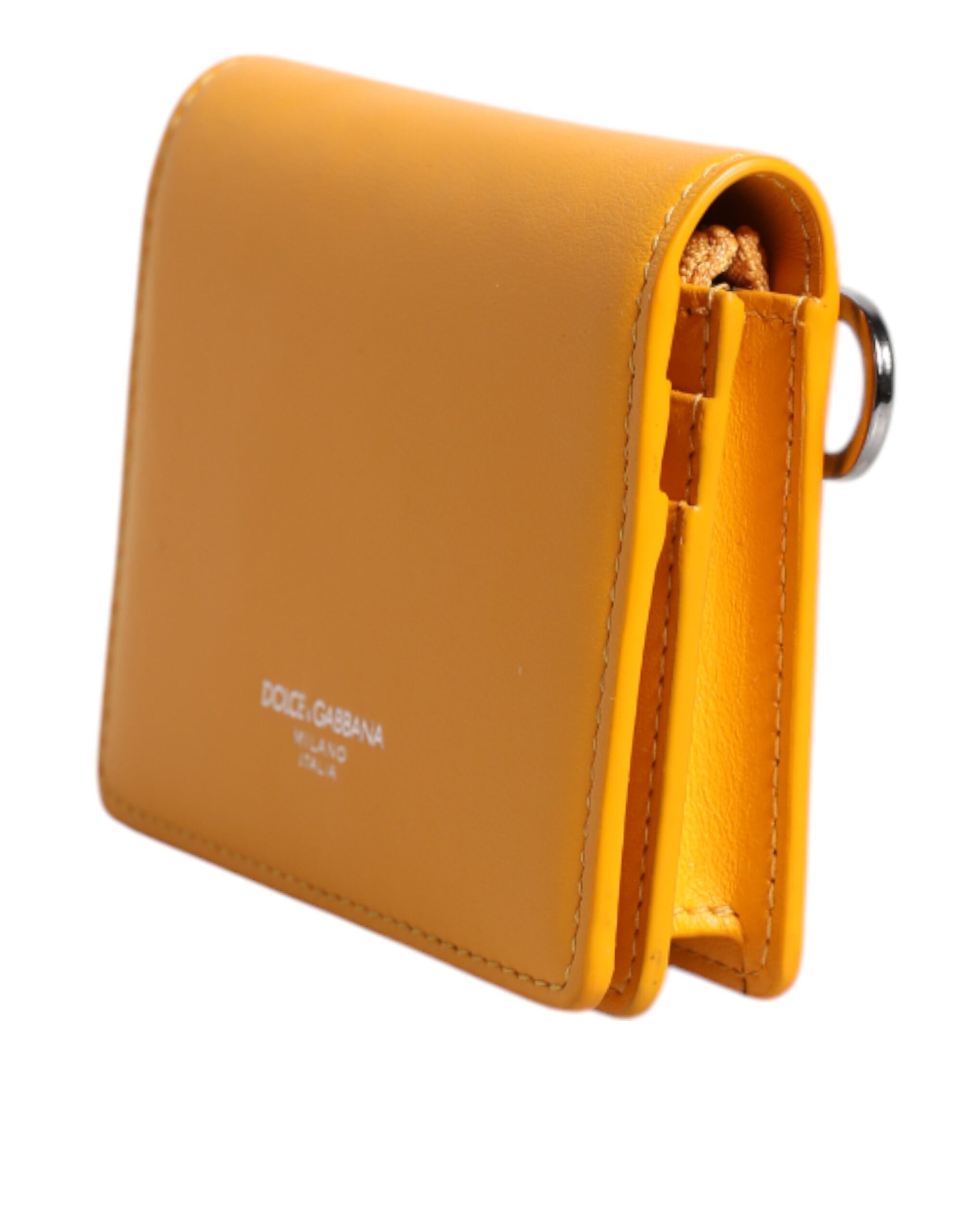 Dolce & Gabbana Yellow Leather Bifold Card Holder Crossbody Men's Bag (Pre-Owned)