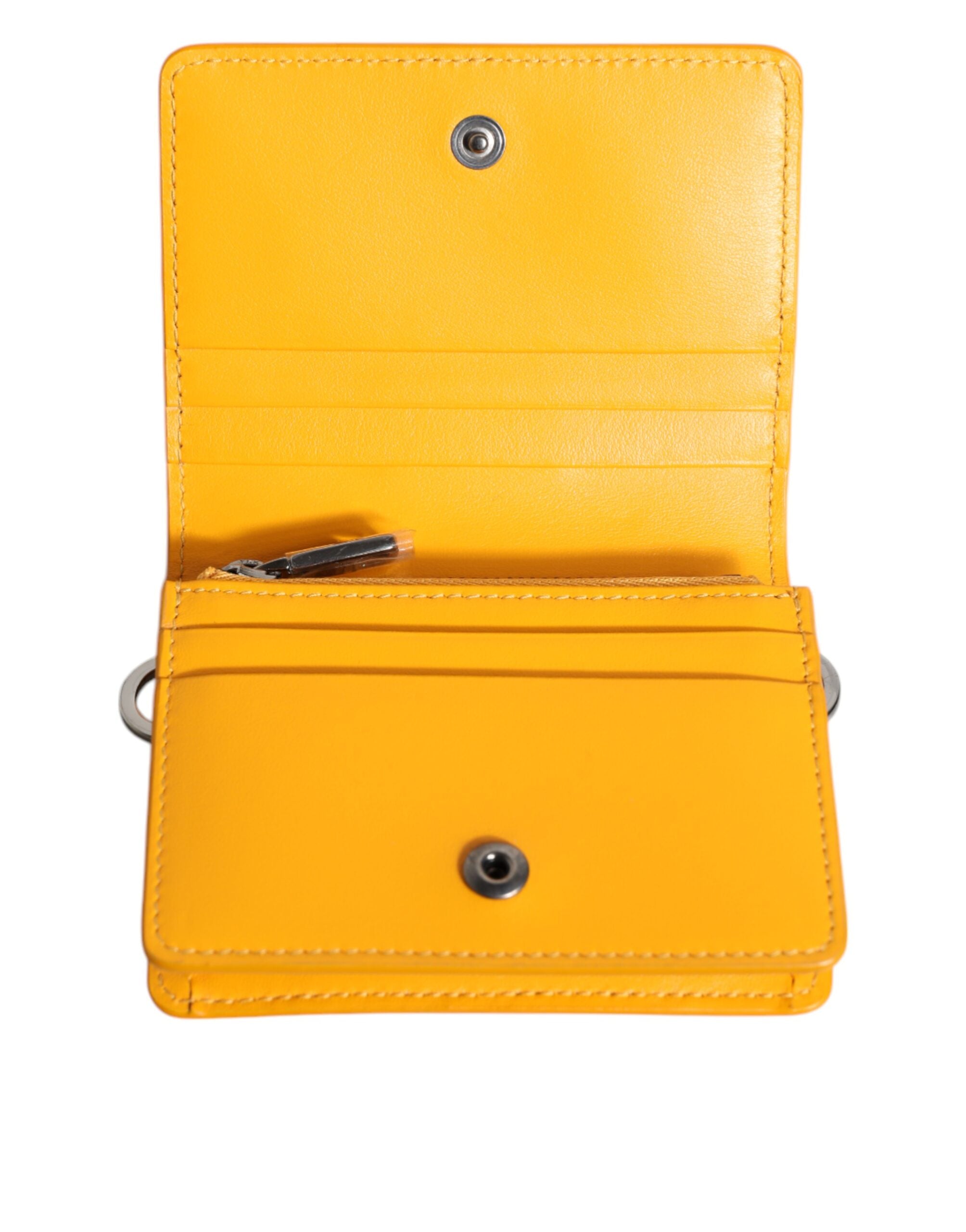 Dolce & Gabbana Yellow Leather Bifold Card Holder Crossbody Men's Bag (Pre-Owned)