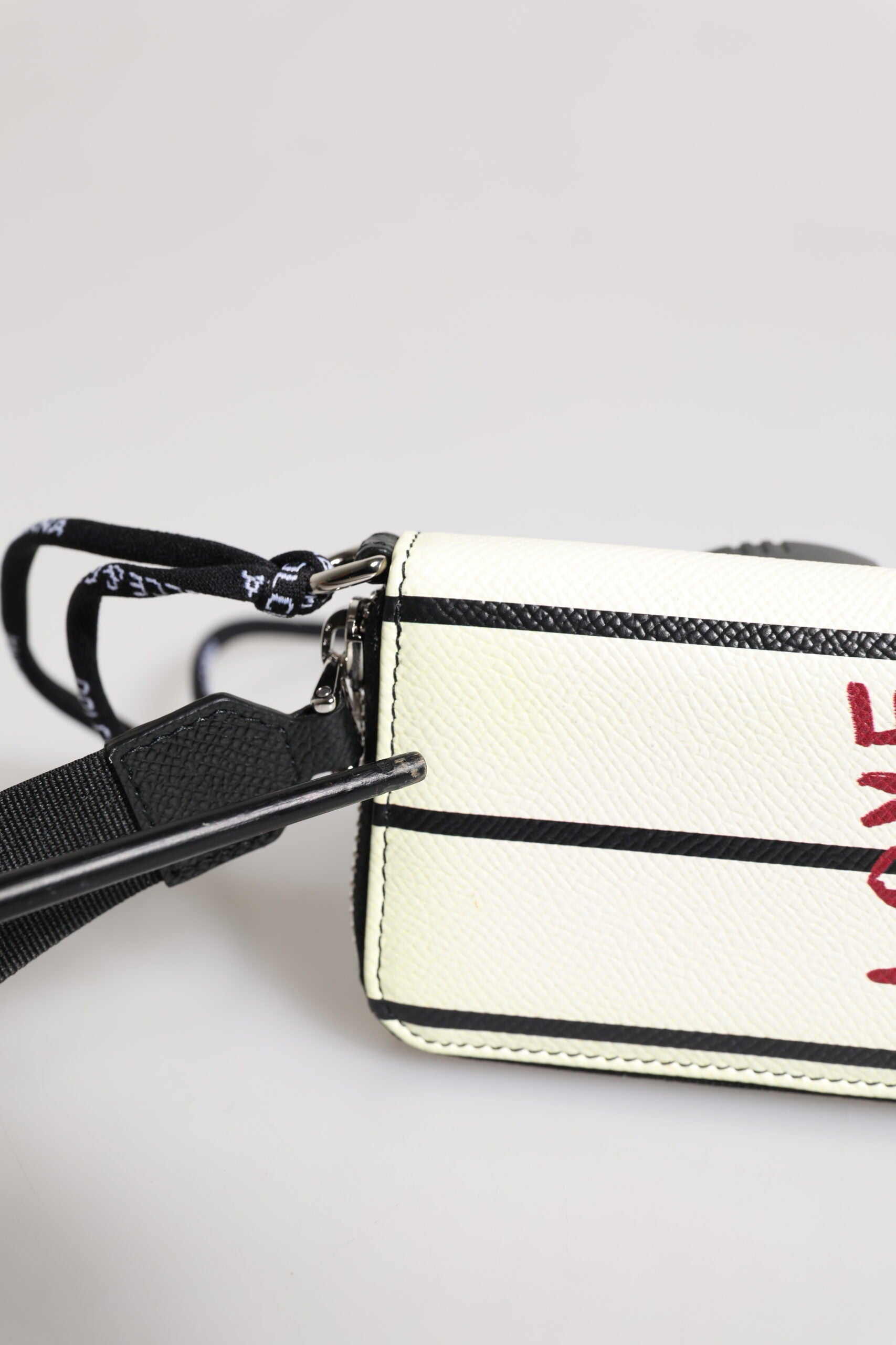 Dolce & Gabbana White Leather SICILY DG Crown Purse Cross Body Men's Bag (Pre-Owned)