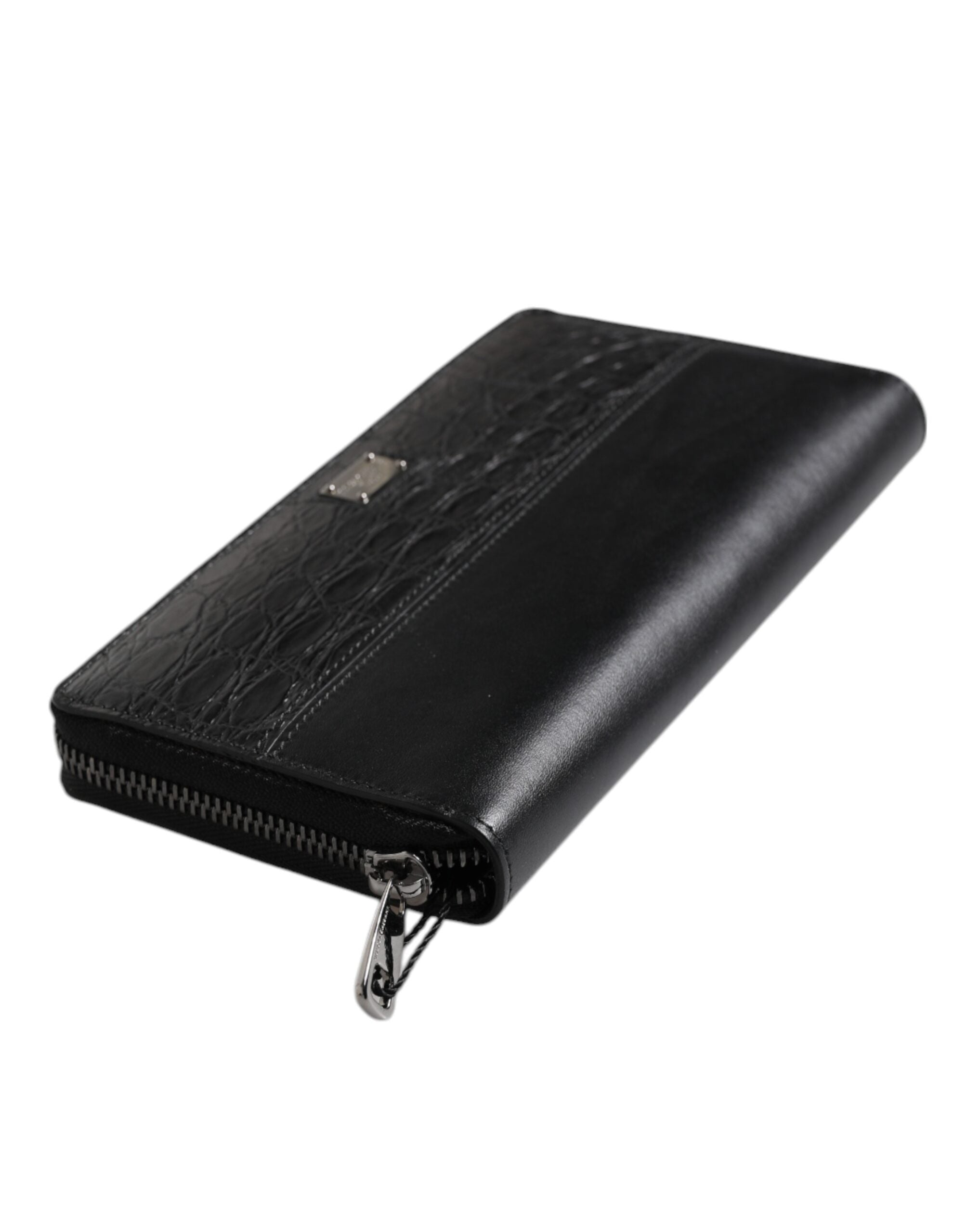 Dolce & Gabbana Black Leather Logo Plaque Zip Around Continental Men's Wallet (Pre-Owned)