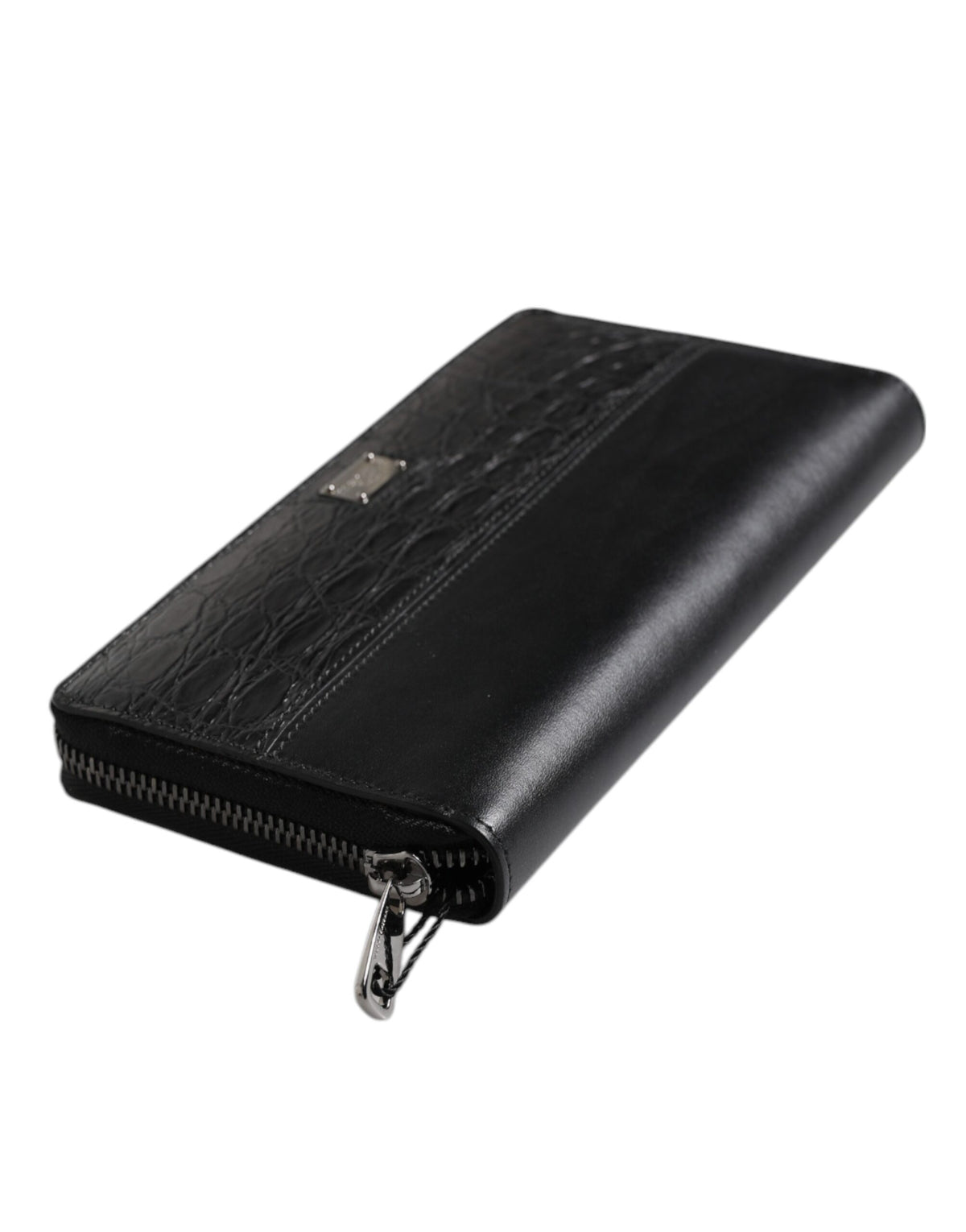 Dolce & Gabbana Black Leather Logo Plaque Zip Around Continental Men's Wallet (Pre-Owned)
