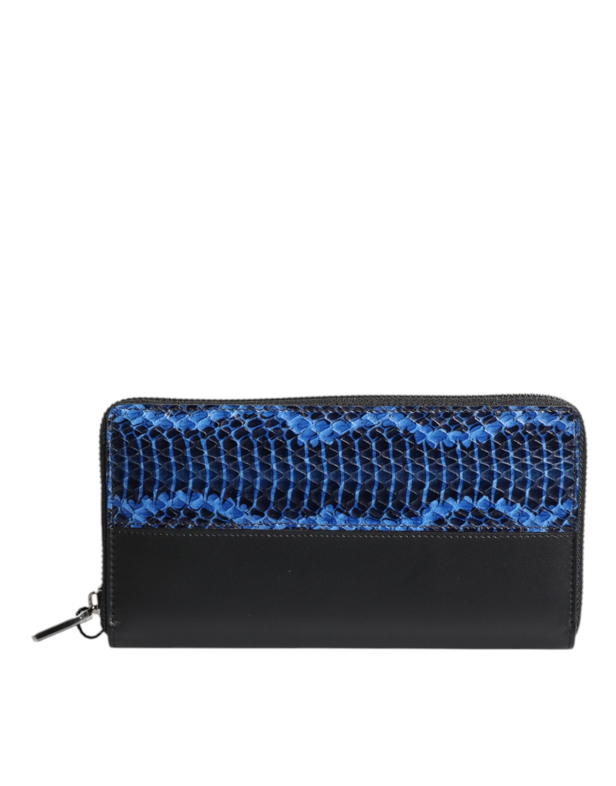 Dolce & Gabbana Black Blue Exotic Leather Embossed Continental Men's Wallet