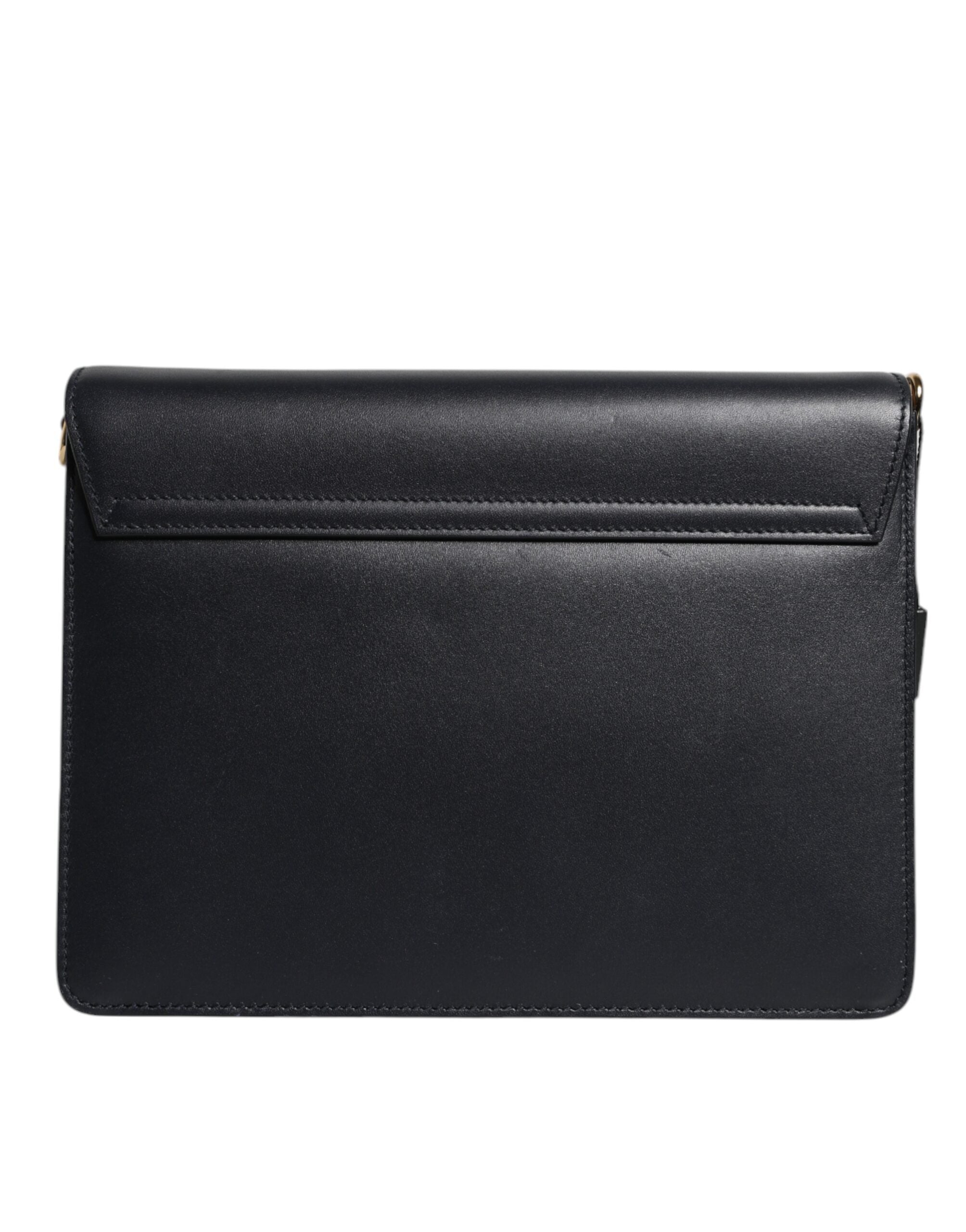 Dolce & Gabbana Black Leather Logo Gold Crossbody Purse Women's Bag (Pre-Owned)