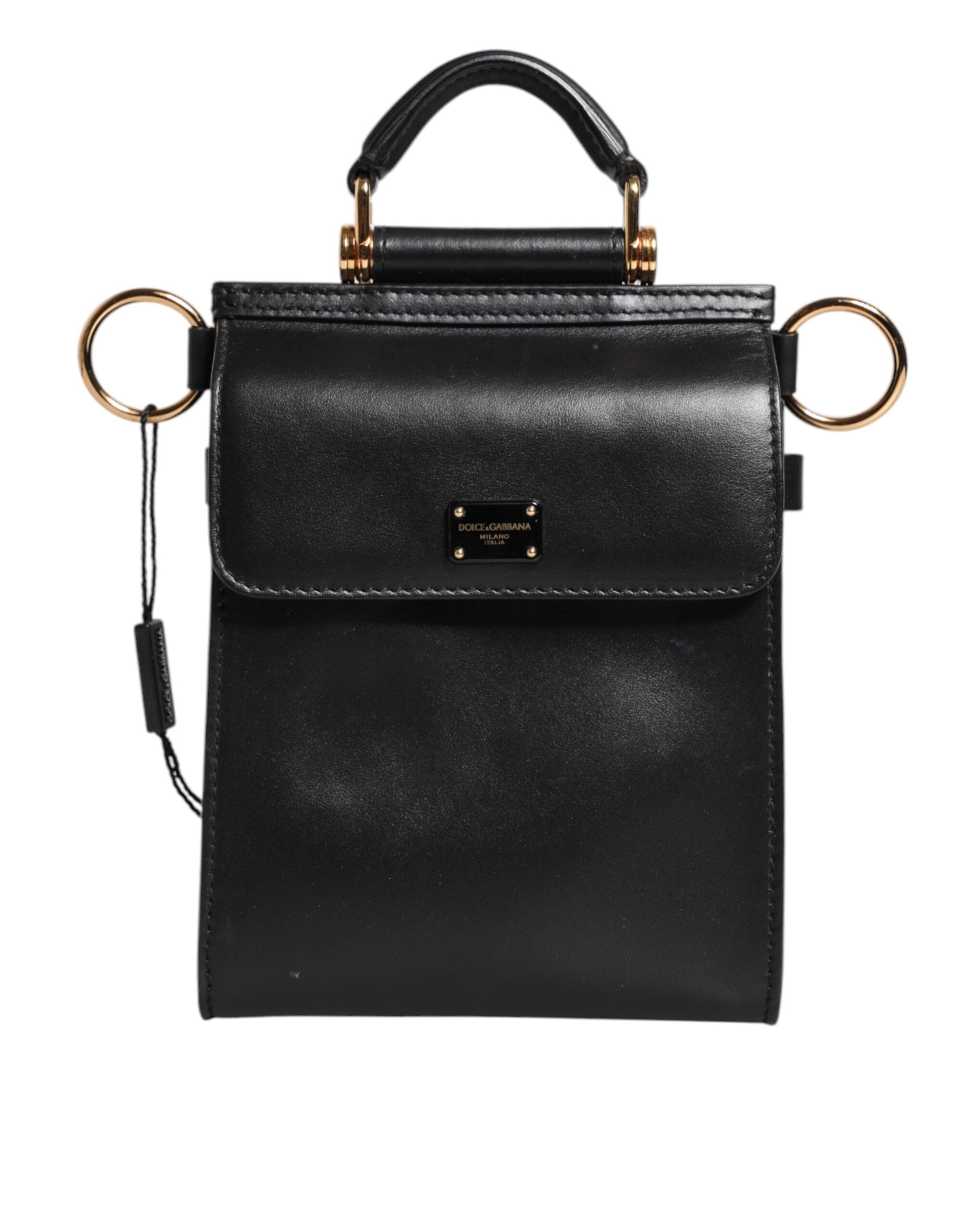 Dolce & Gabbana Black Calfskin Leather Logo Plaque Mini Women's Bag (Pre-Owned)