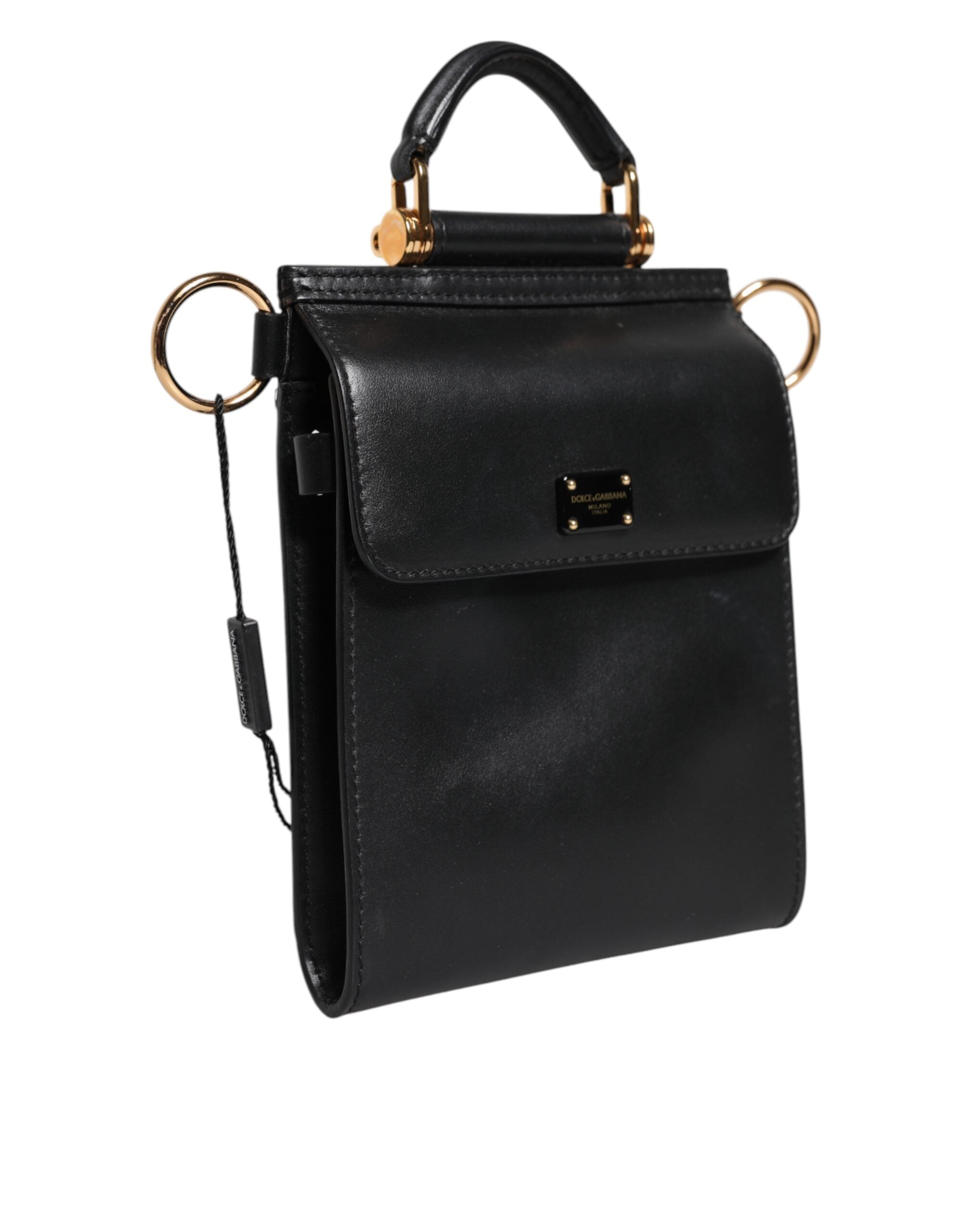 Dolce & Gabbana Black Calfskin Leather Logo Plaque Mini Women's Bag (Pre-Owned)