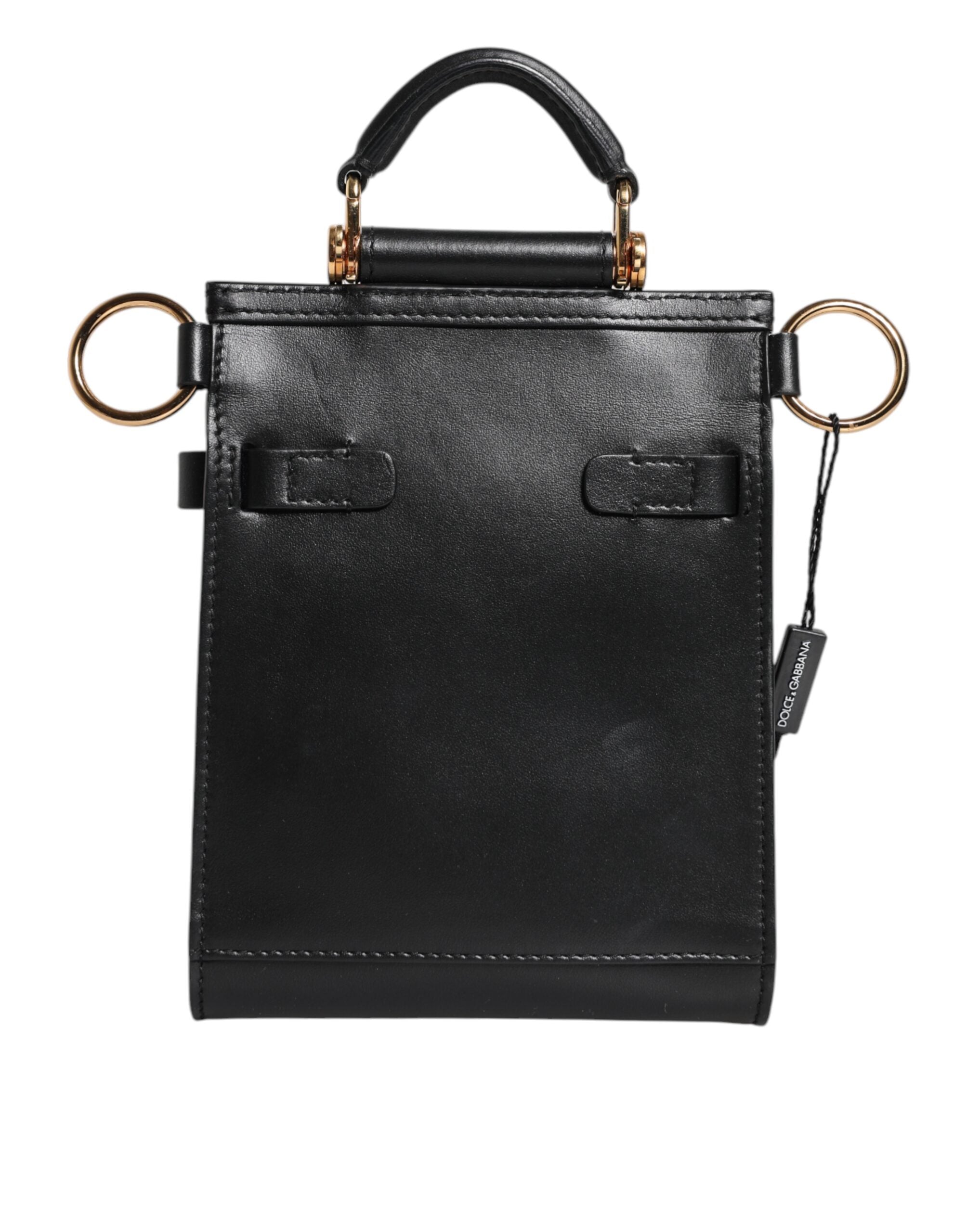 Dolce & Gabbana Black Calfskin Leather Logo Plaque Mini Women's Bag (Pre-Owned)