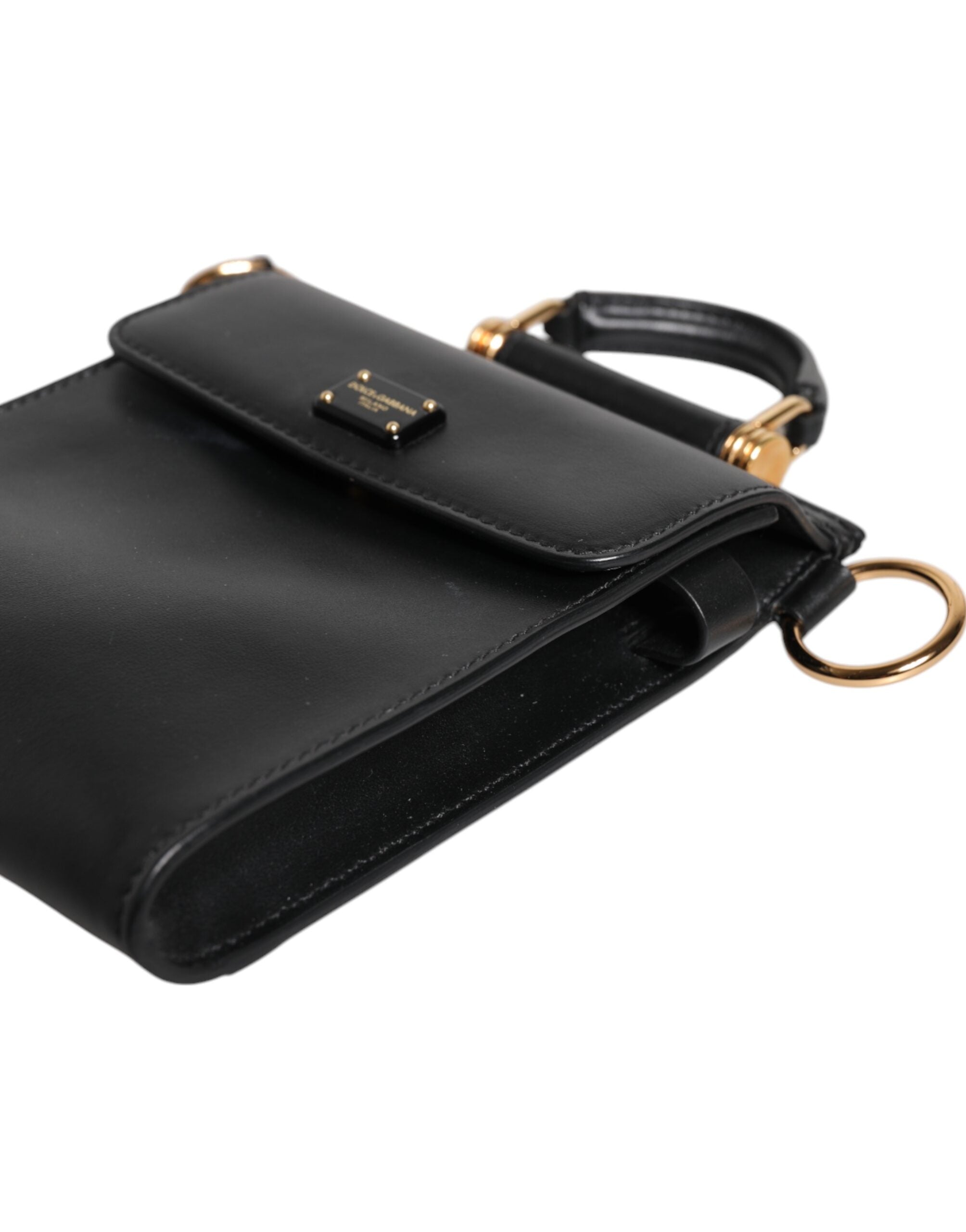 Dolce & Gabbana Black Calfskin Leather Logo Plaque Mini Women's Bag (Pre-Owned)