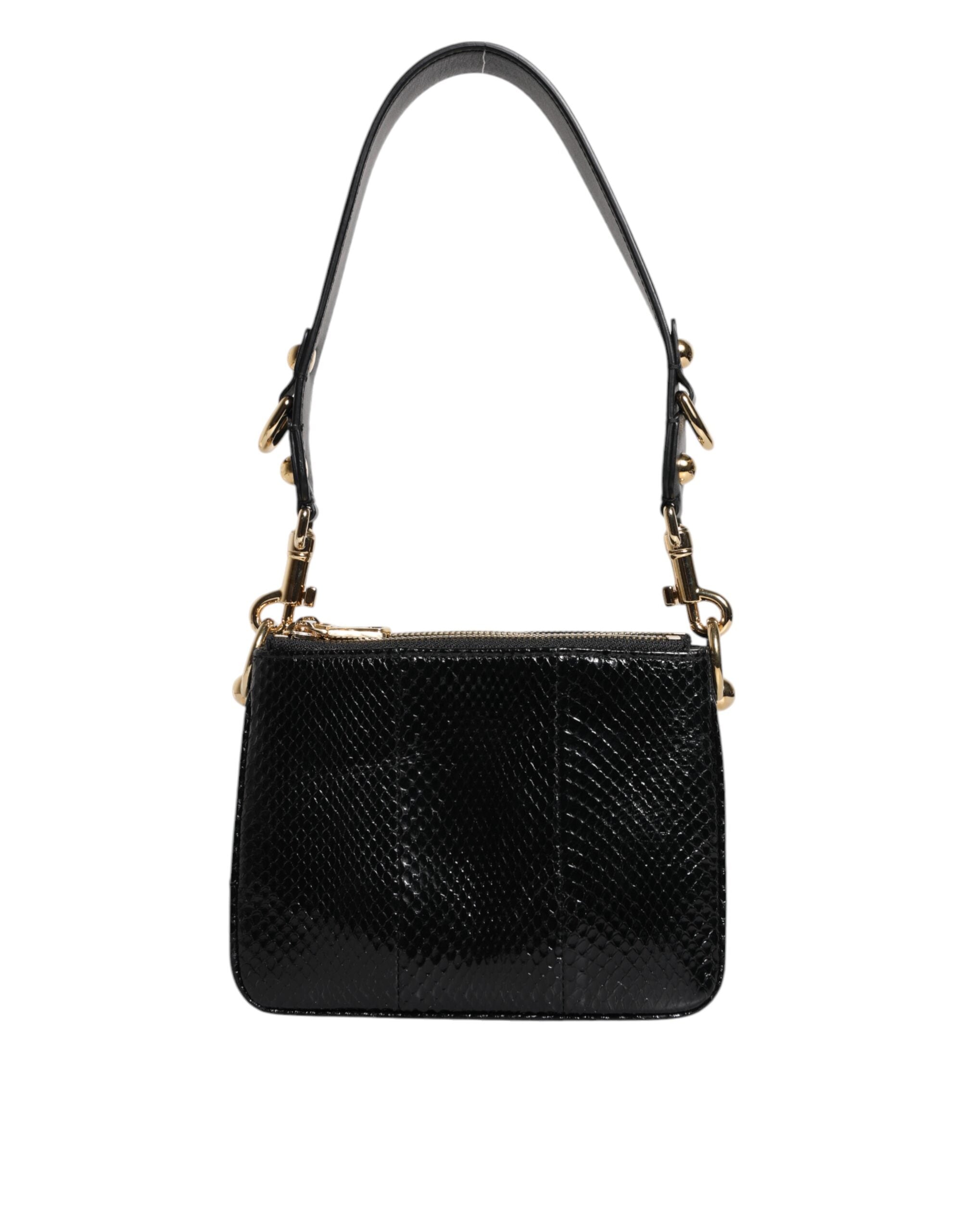 Dolce & Gabbana Black Exotic Leather Shoulder Sling Clutch Women's Bag
