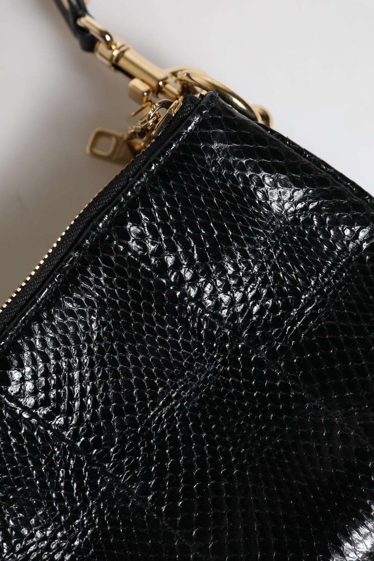 Dolce & Gabbana Black Exotic Leather Shoulder Sling Clutch Women's Bag