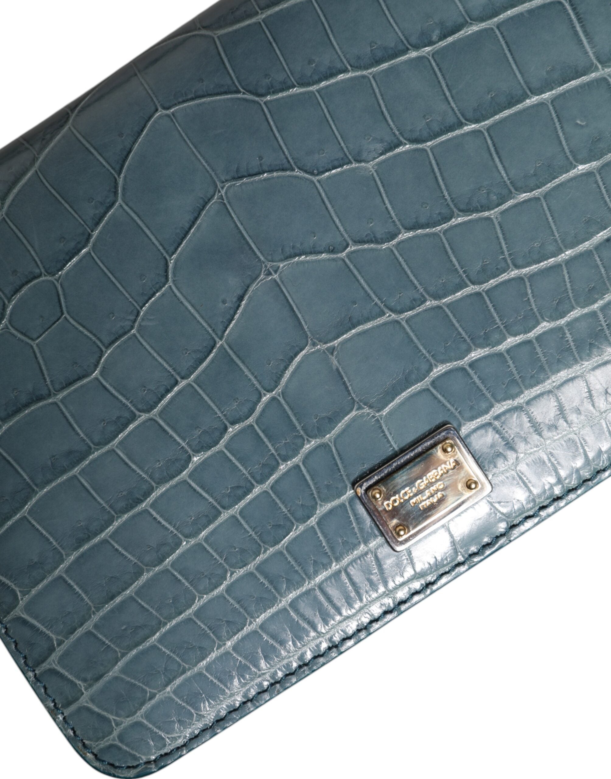 Dolce & Gabbana Green Exotic Leather DG Plaque Crossbody Mini Women's Bag