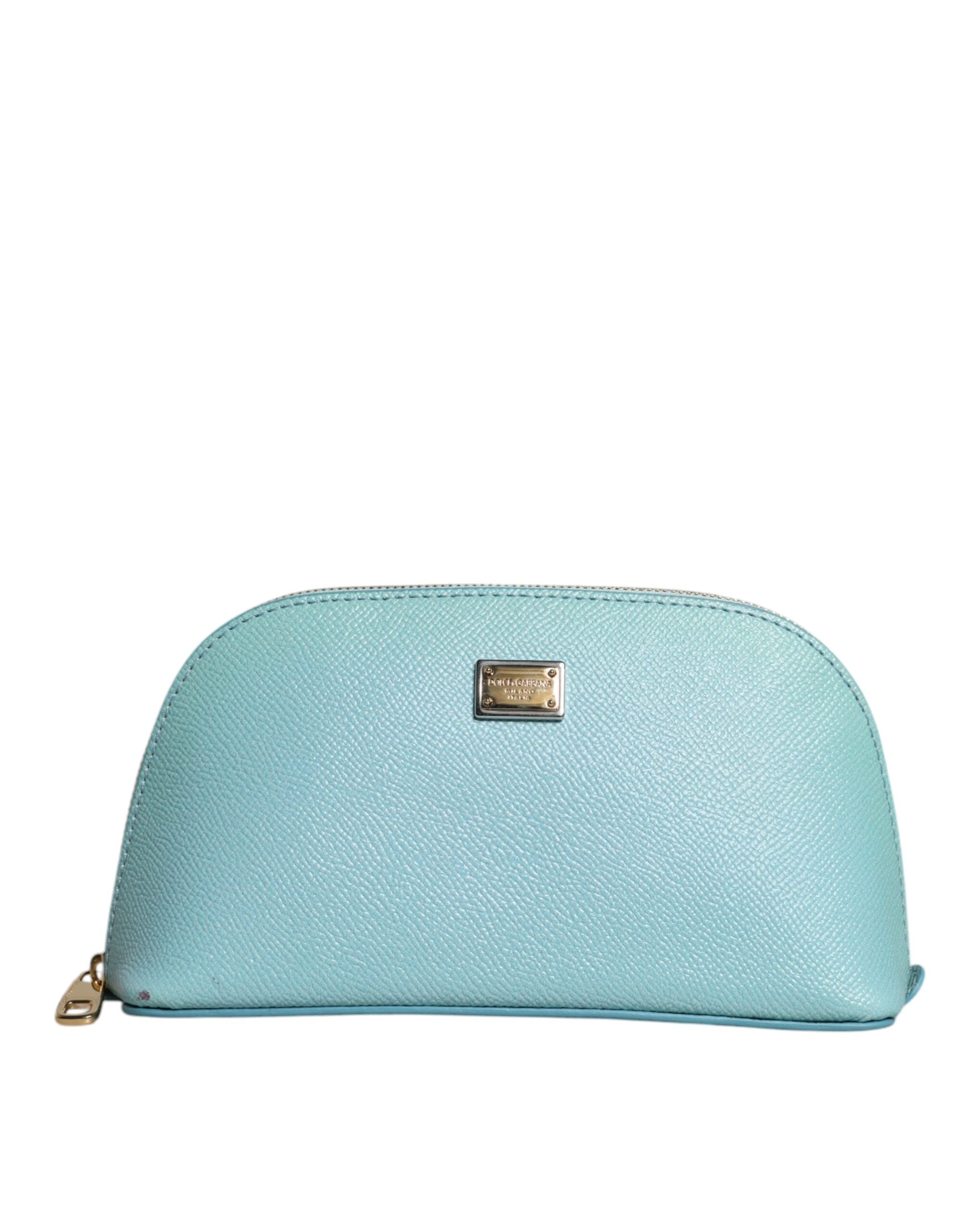 Dolce & Gabbana Light Blue Leather HandWomen's Clutch Mini Purse Pouch Women's Bag (Pre-Owned)
