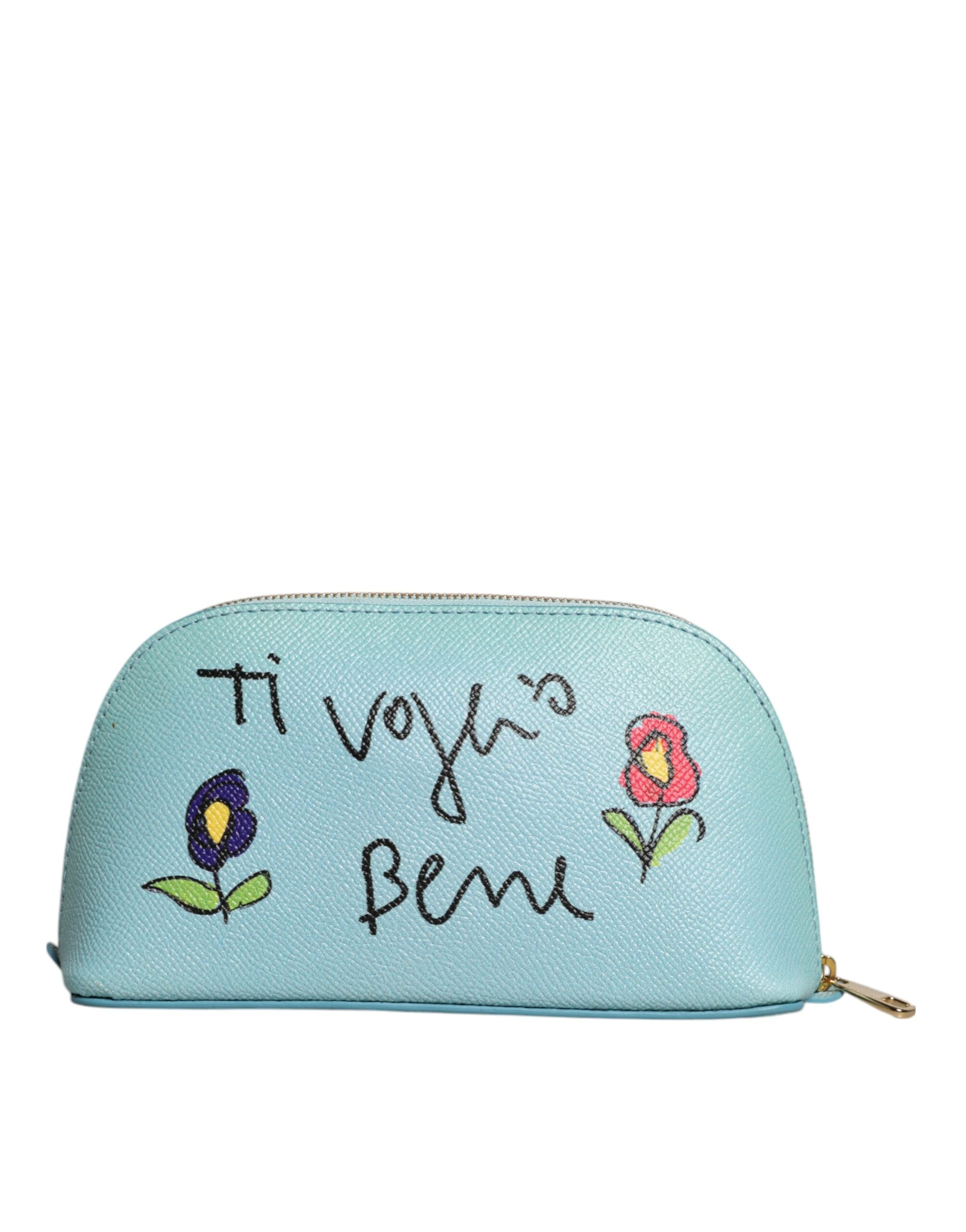 Dolce & Gabbana Light Blue Leather HandWomen's Clutch Mini Purse Pouch Women's Bag (Pre-Owned)
