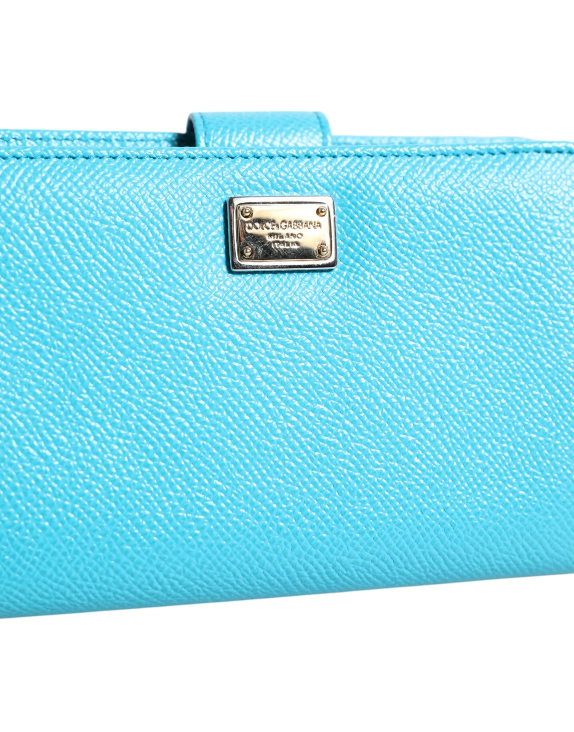 Dolce & Gabbana Light Blue Leather Bifold Continental Clutch Women's Wallet