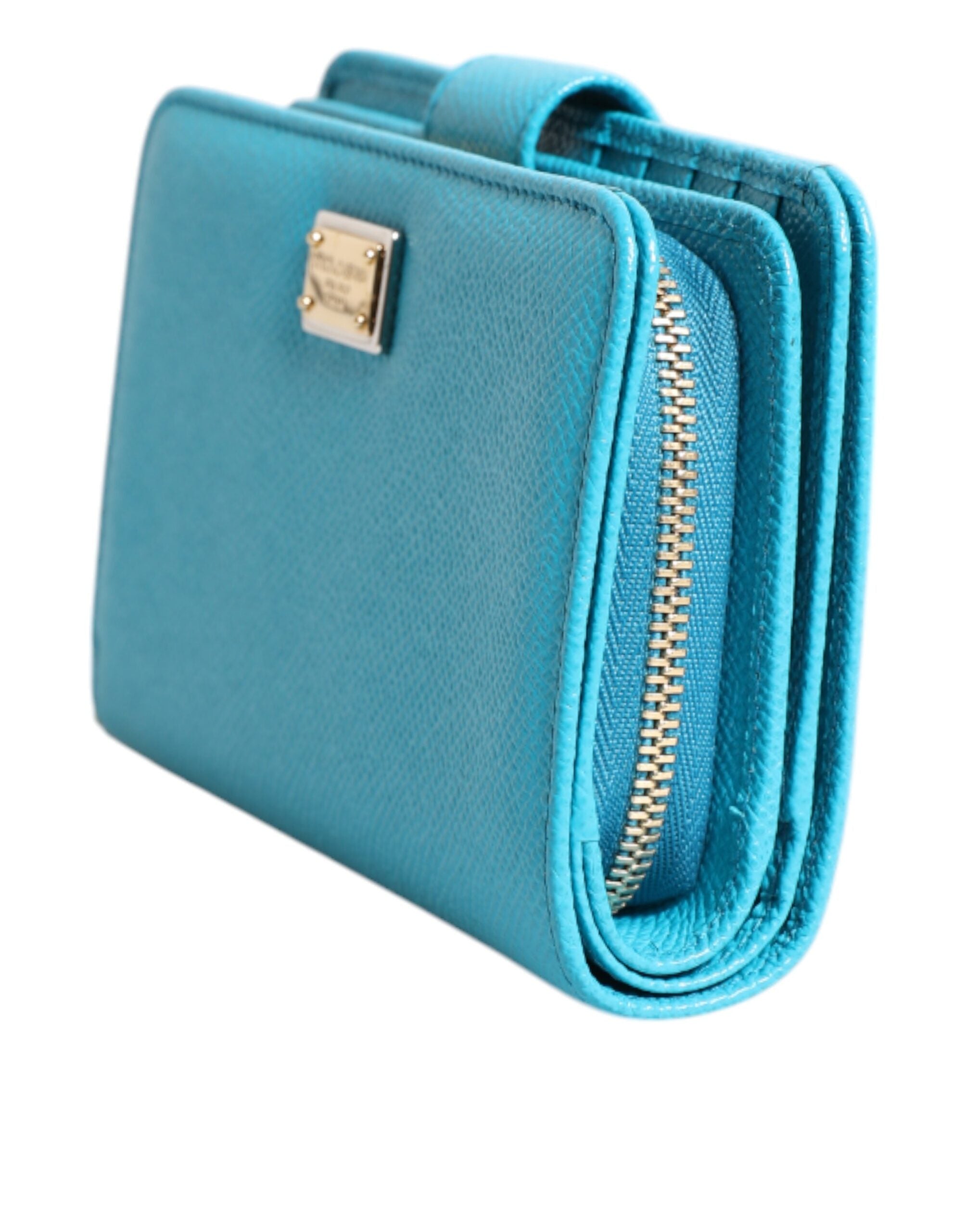 Dolce & Gabbana Light Blue Leather Bifold Continental Clutch Women's Wallet