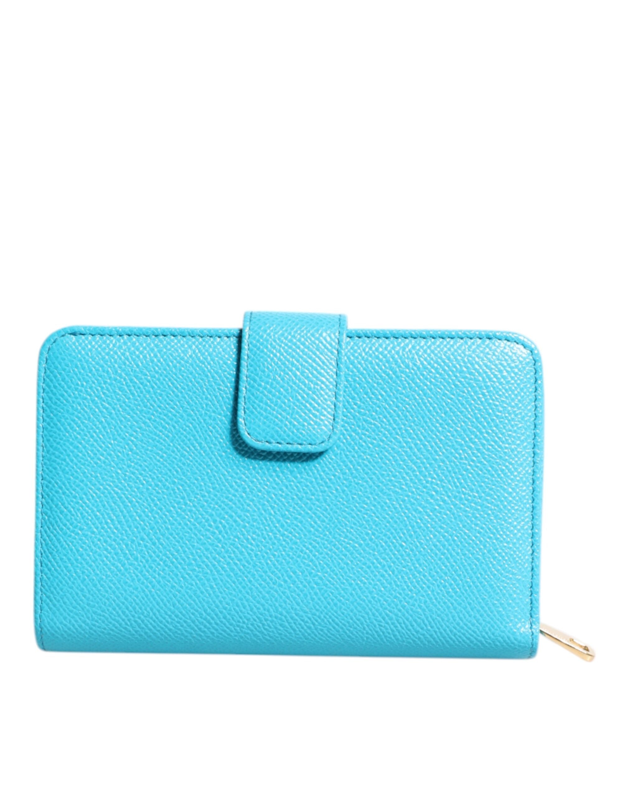 Dolce & Gabbana Light Blue Leather Bifold Continental Clutch Women's Wallet