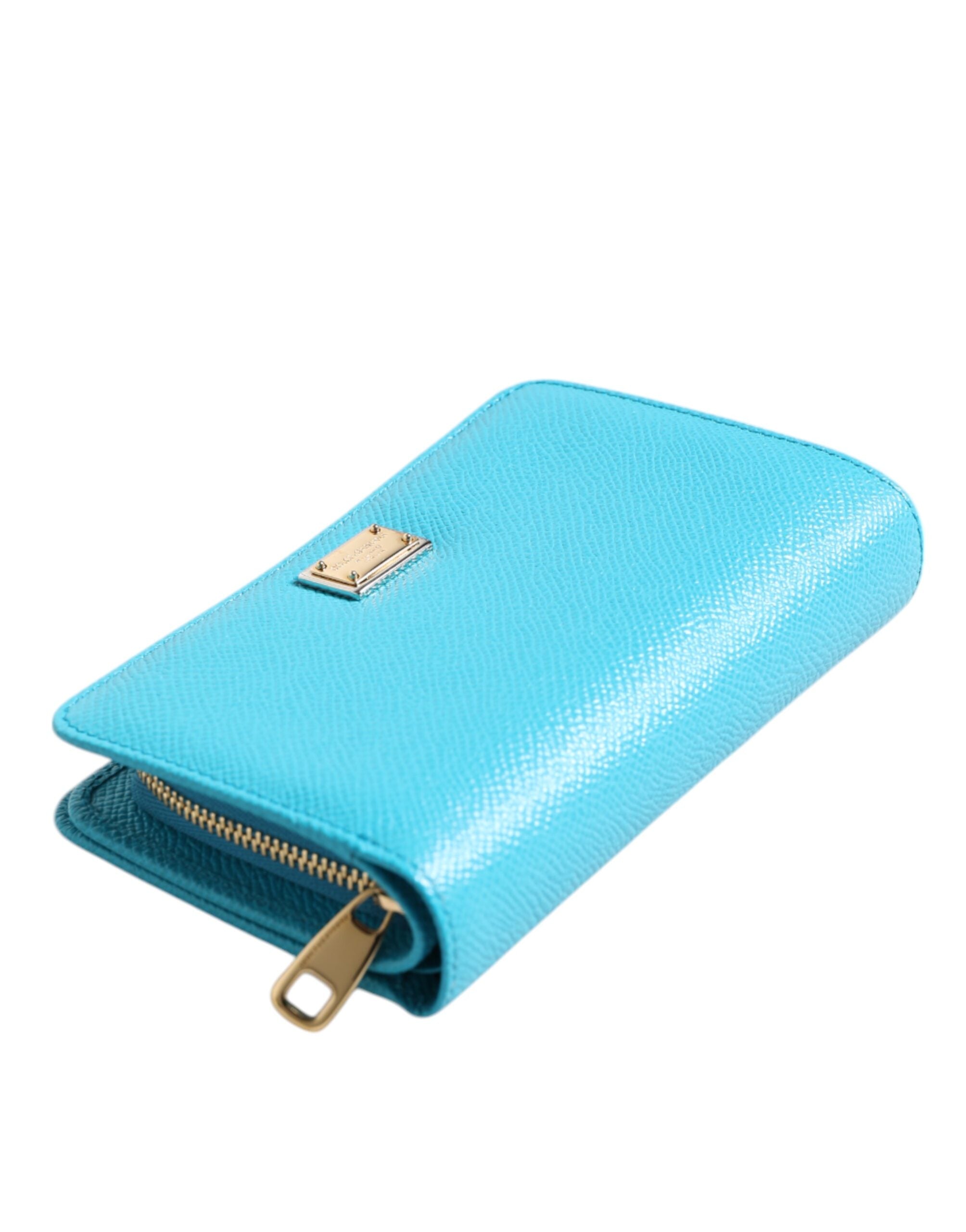 Dolce & Gabbana Light Blue Leather Bifold Continental Clutch Women's Wallet