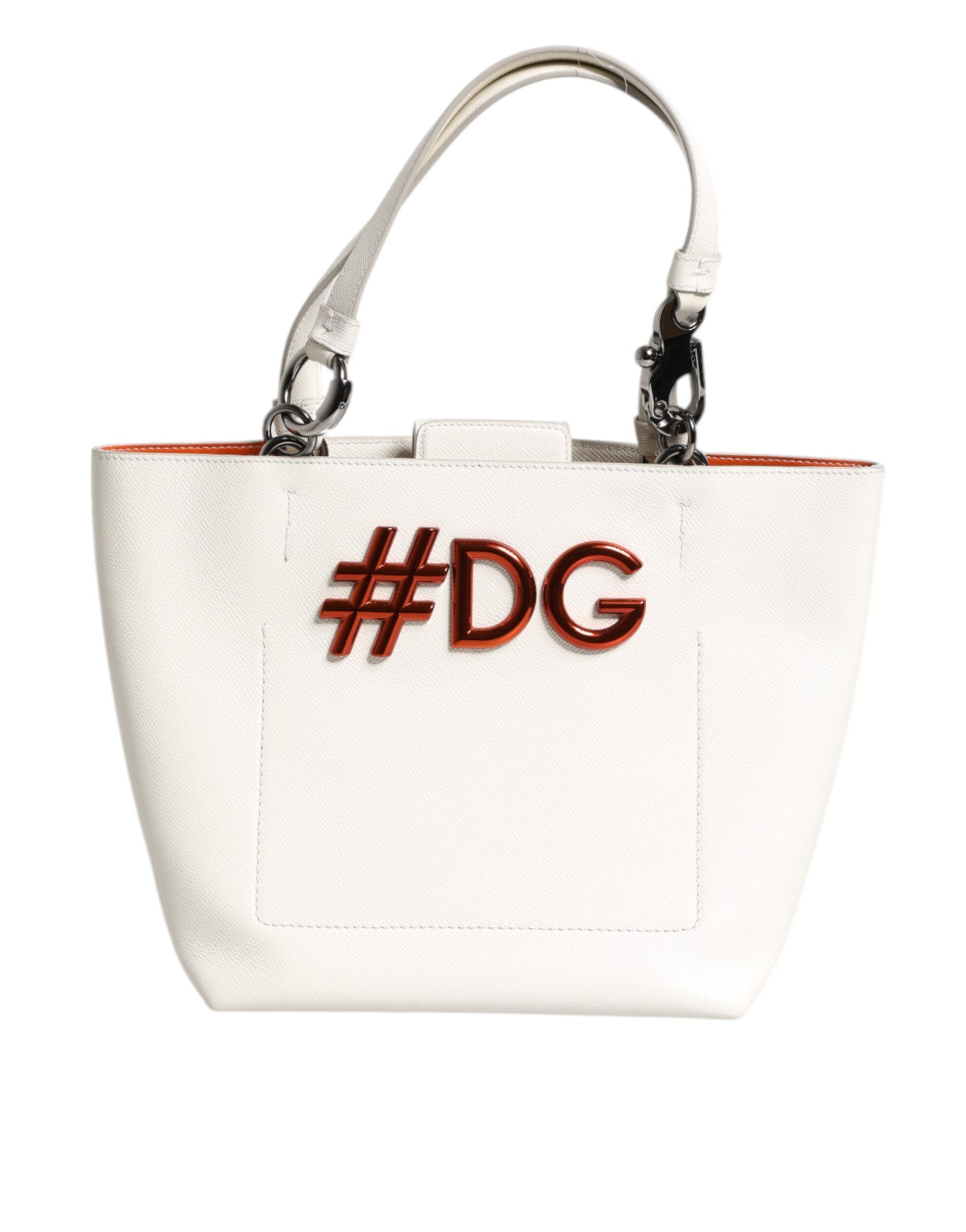 Dolce & Gabbana White Leather #DG BEATRICE Top Handle Tote Women's Bag