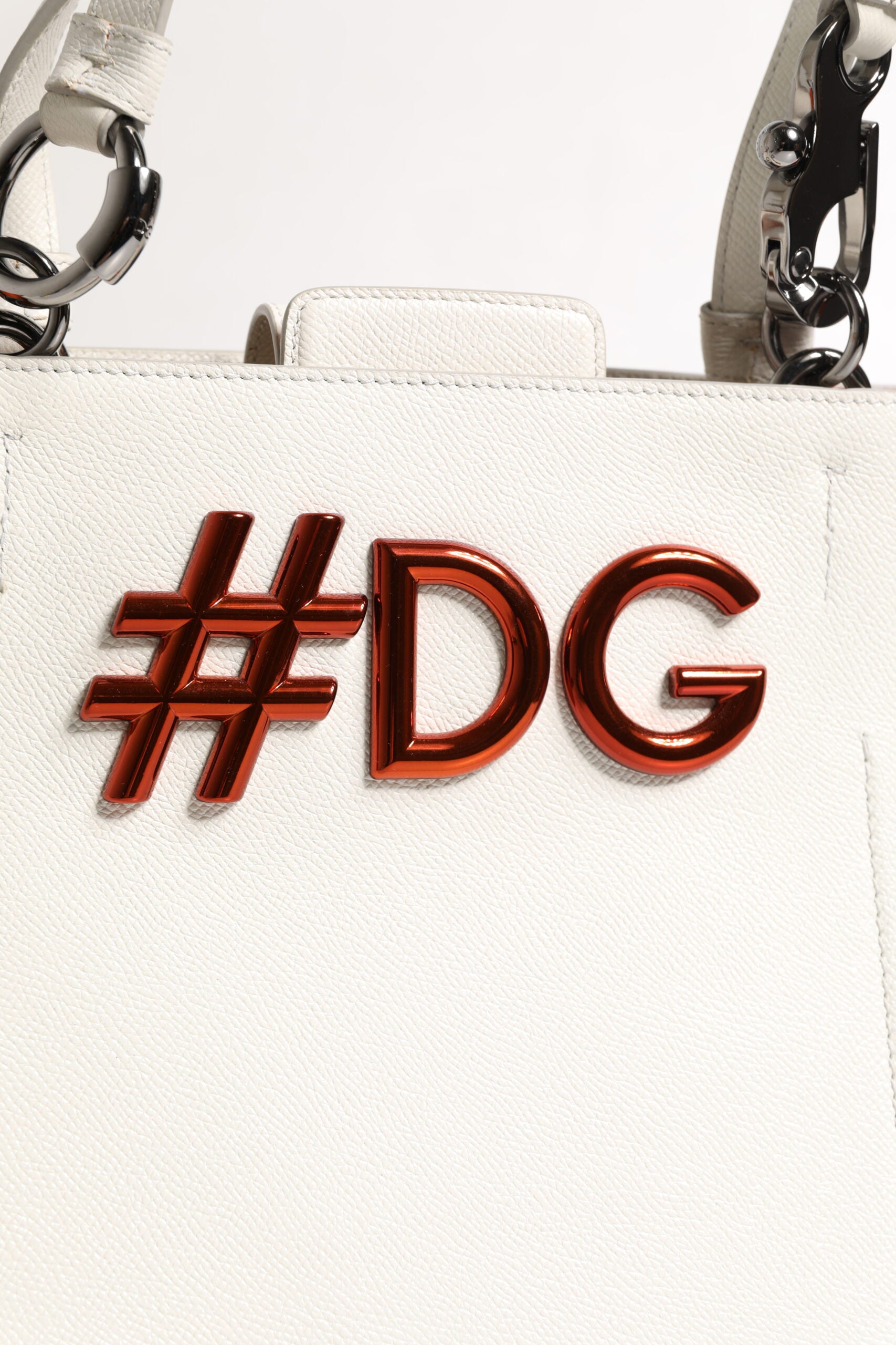 Dolce & Gabbana White Leather #DG BEATRICE Top Handle Tote Women's Bag