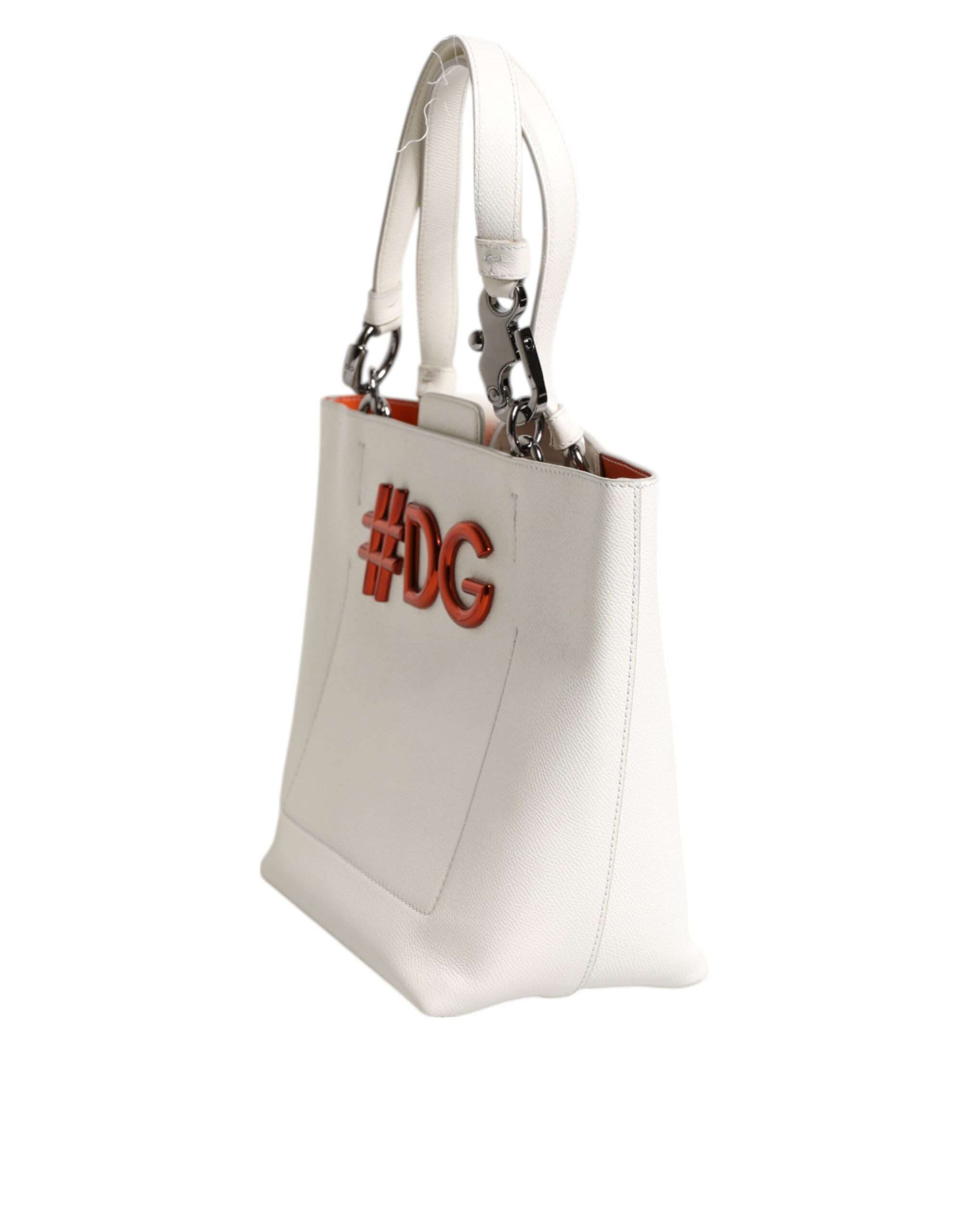 Dolce & Gabbana White Leather #DG BEATRICE Top Handle Tote Women's Bag