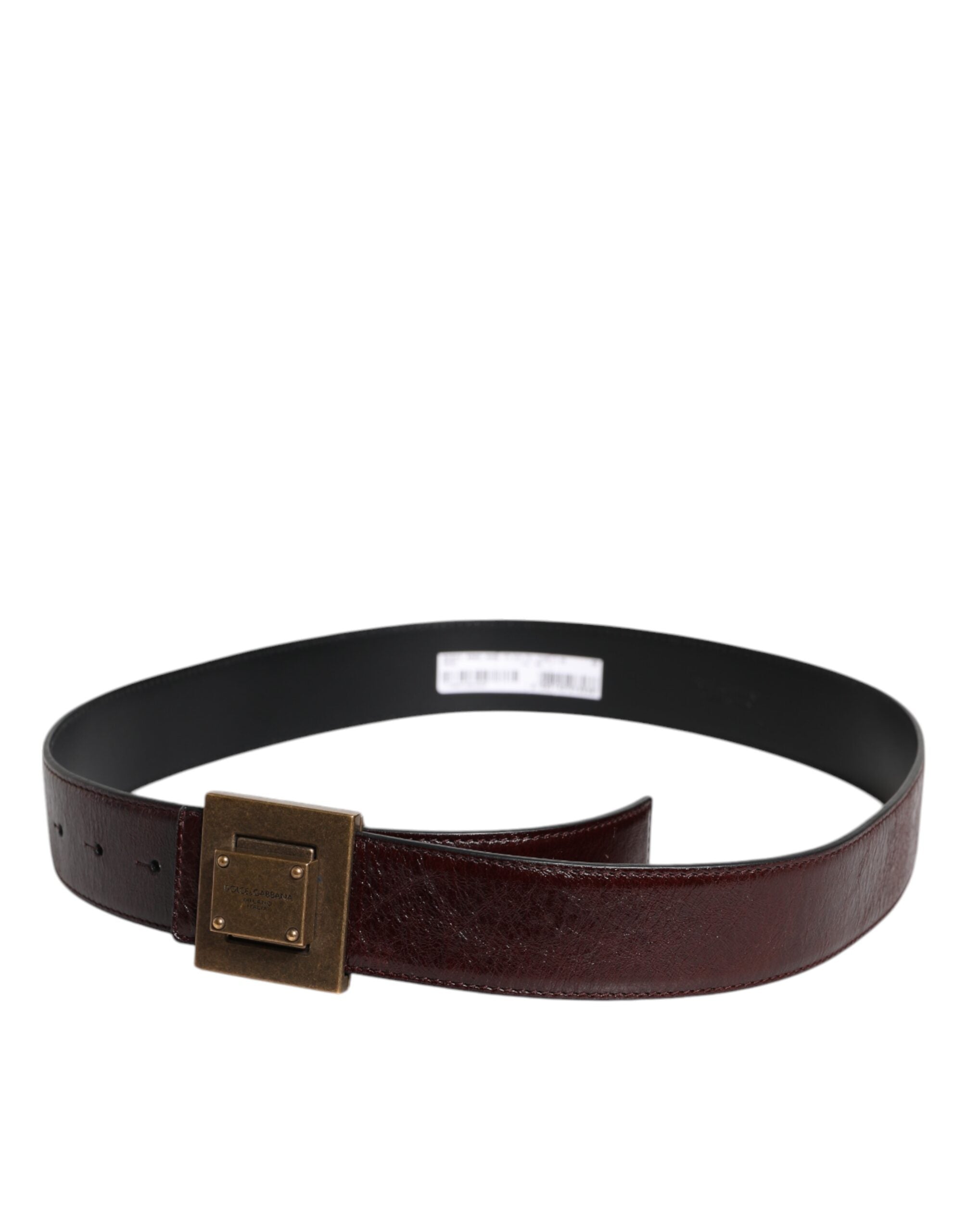 Dolce & Gabbana Brown Leather Gold Metal Buckle Classic Men's Belt (Pre-Owned)