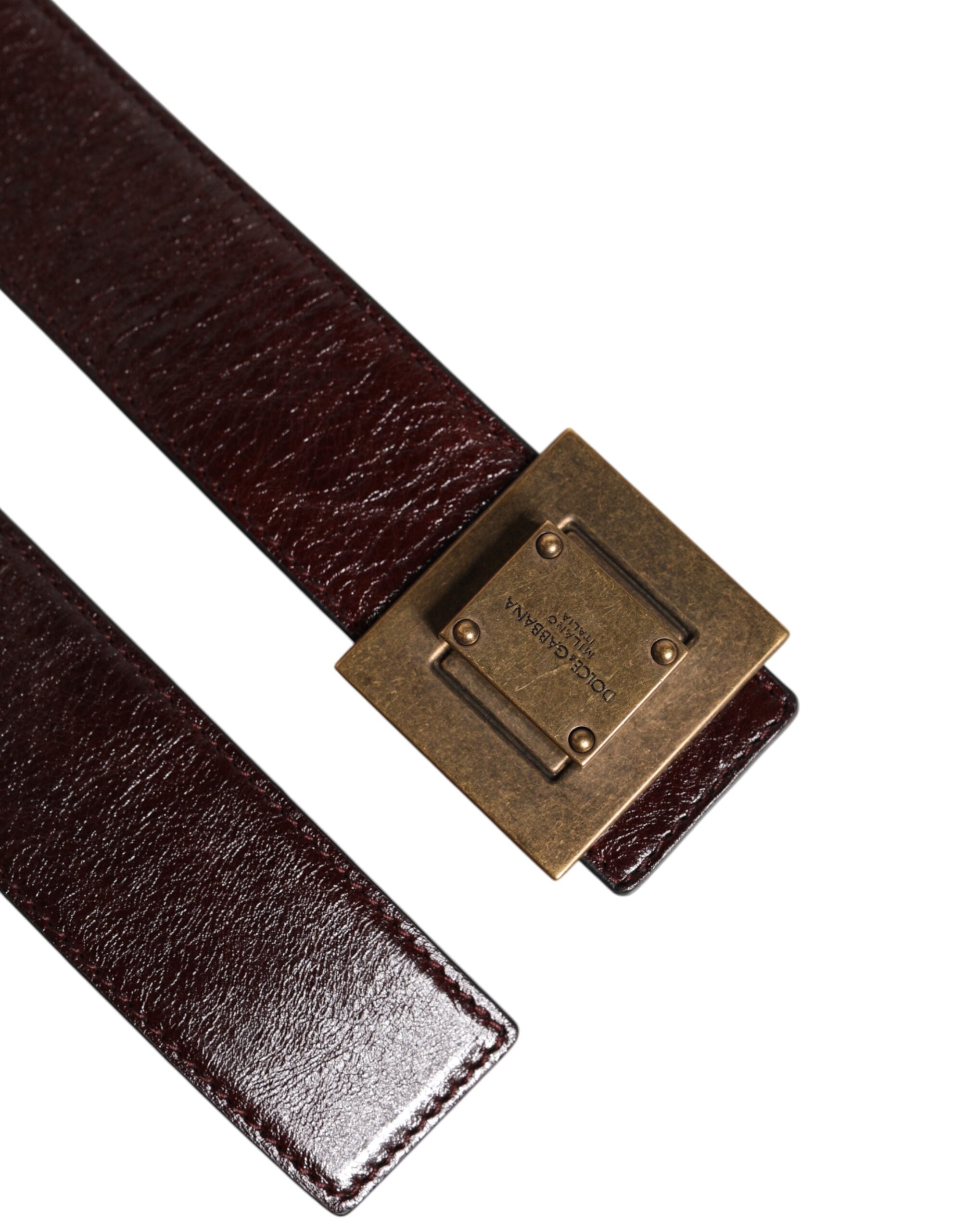Dolce & Gabbana Brown Leather Gold Metal Buckle Classic Men's Belt (Pre-Owned)