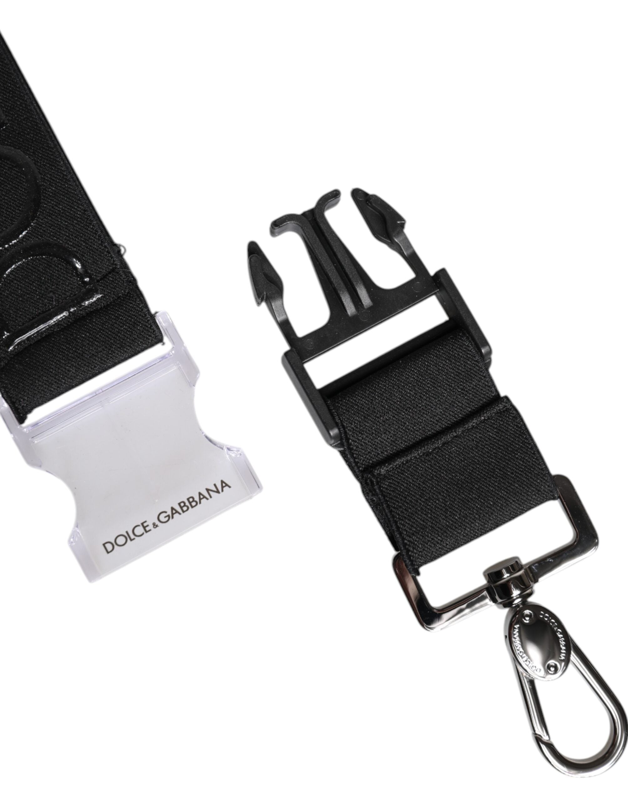 Dolce & Gabbana Black Stretch Polyester Rubberised DG Logo Men's Keychain