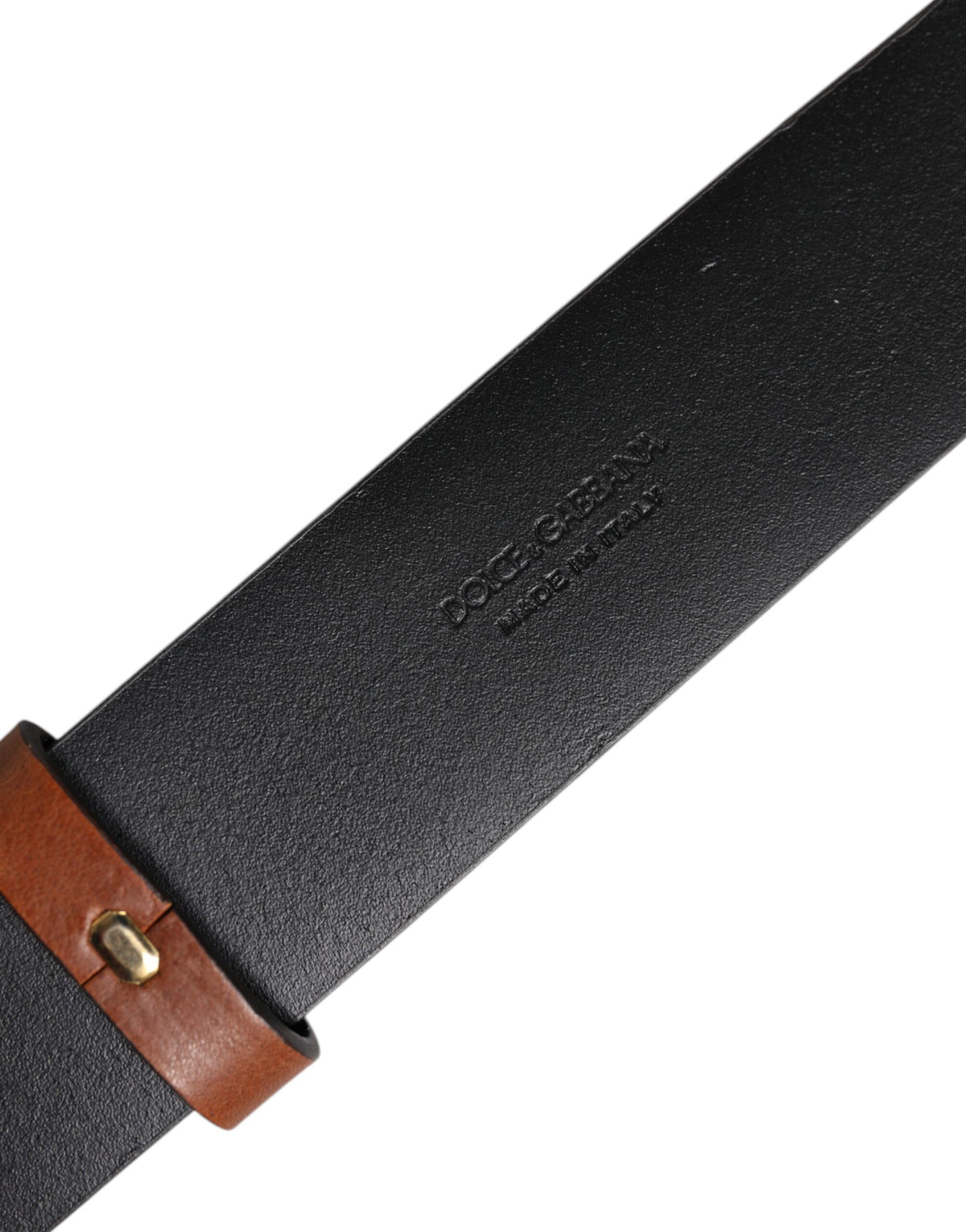 Dolce & Gabbana Brown Leather Gold Crystal Buckle Men's Belt (Pre-Owned)