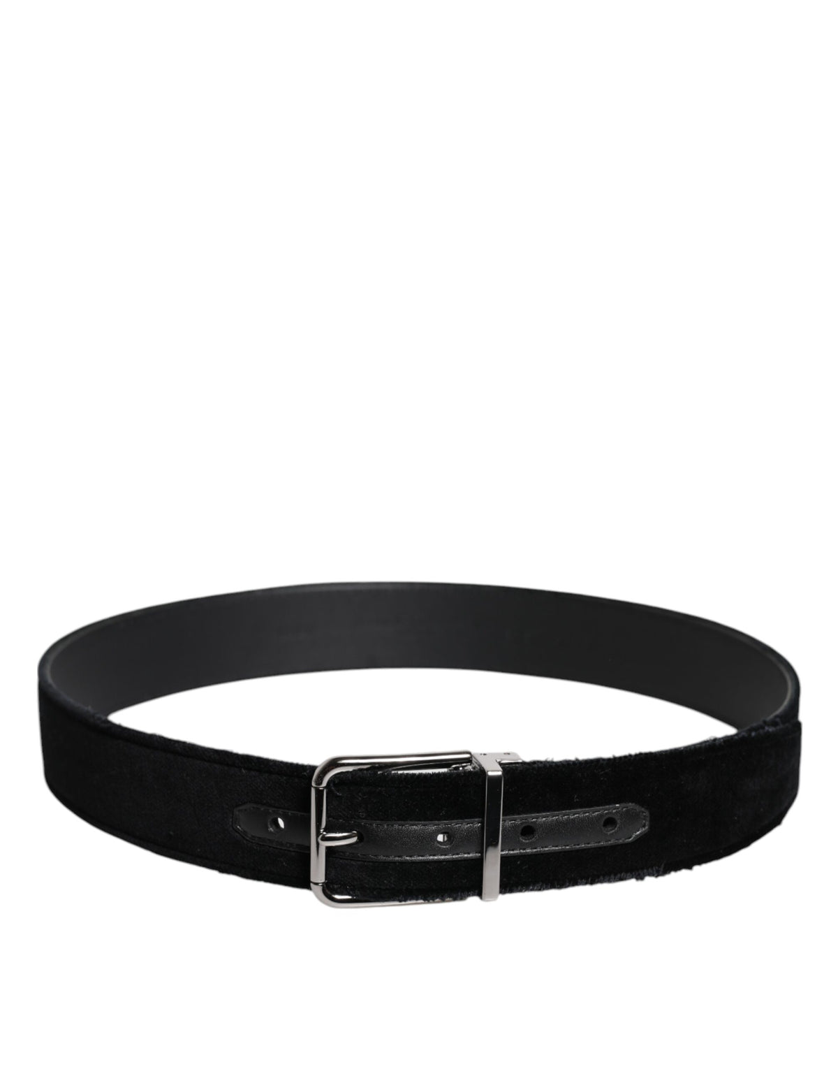 Dolce & Gabbana Black Cotton Silver Tone Metal Buckle Men's Belt