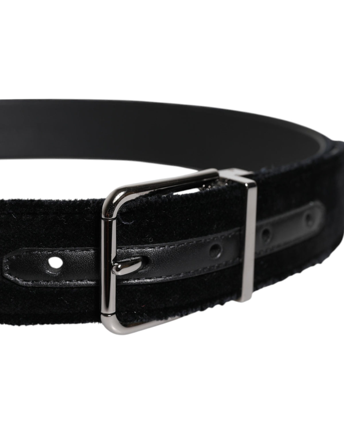 Dolce & Gabbana Black Cotton Silver Tone Metal Buckle Men's Belt