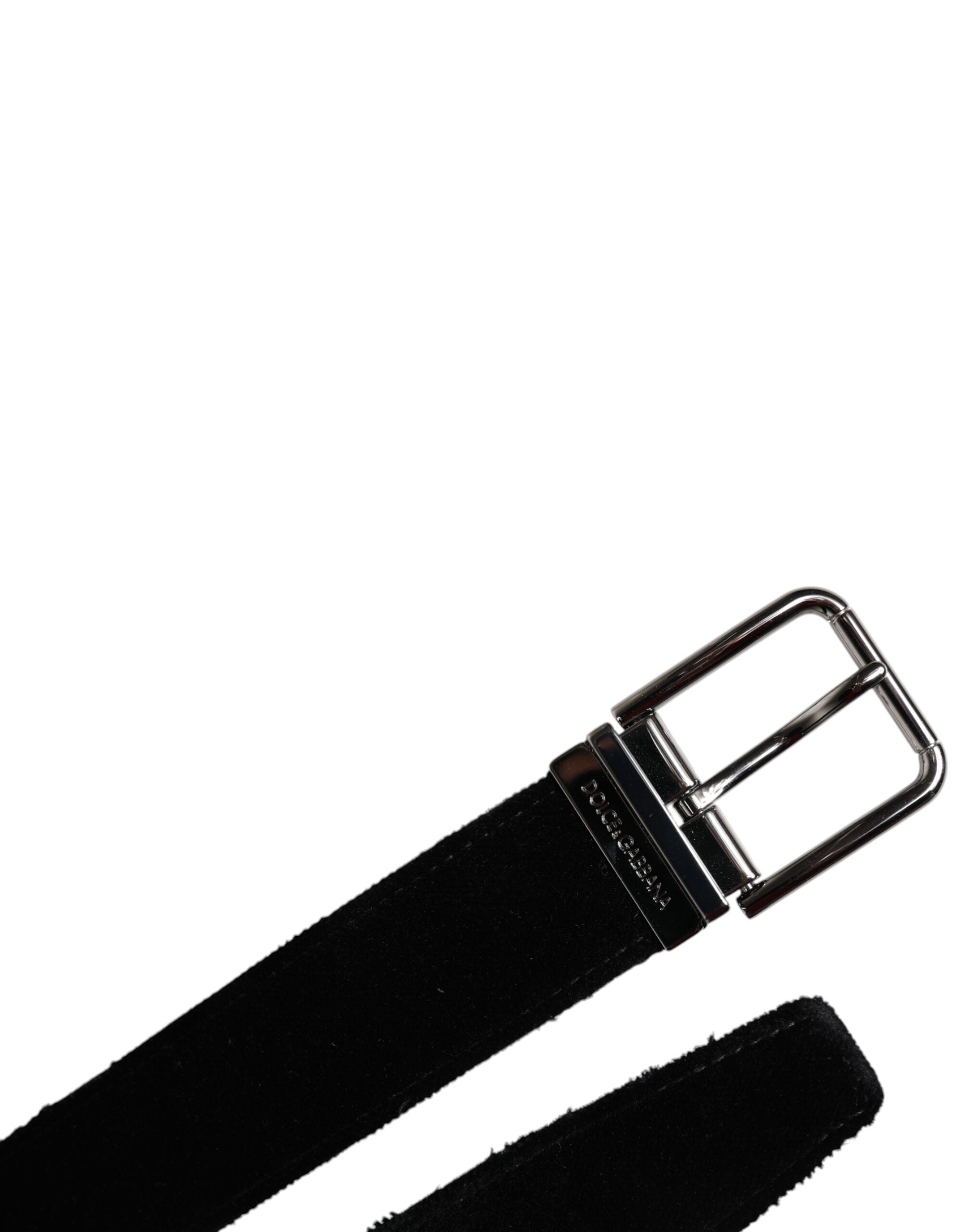 Dolce & Gabbana Black Cotton Silver Tone Metal Buckle Men's Belt