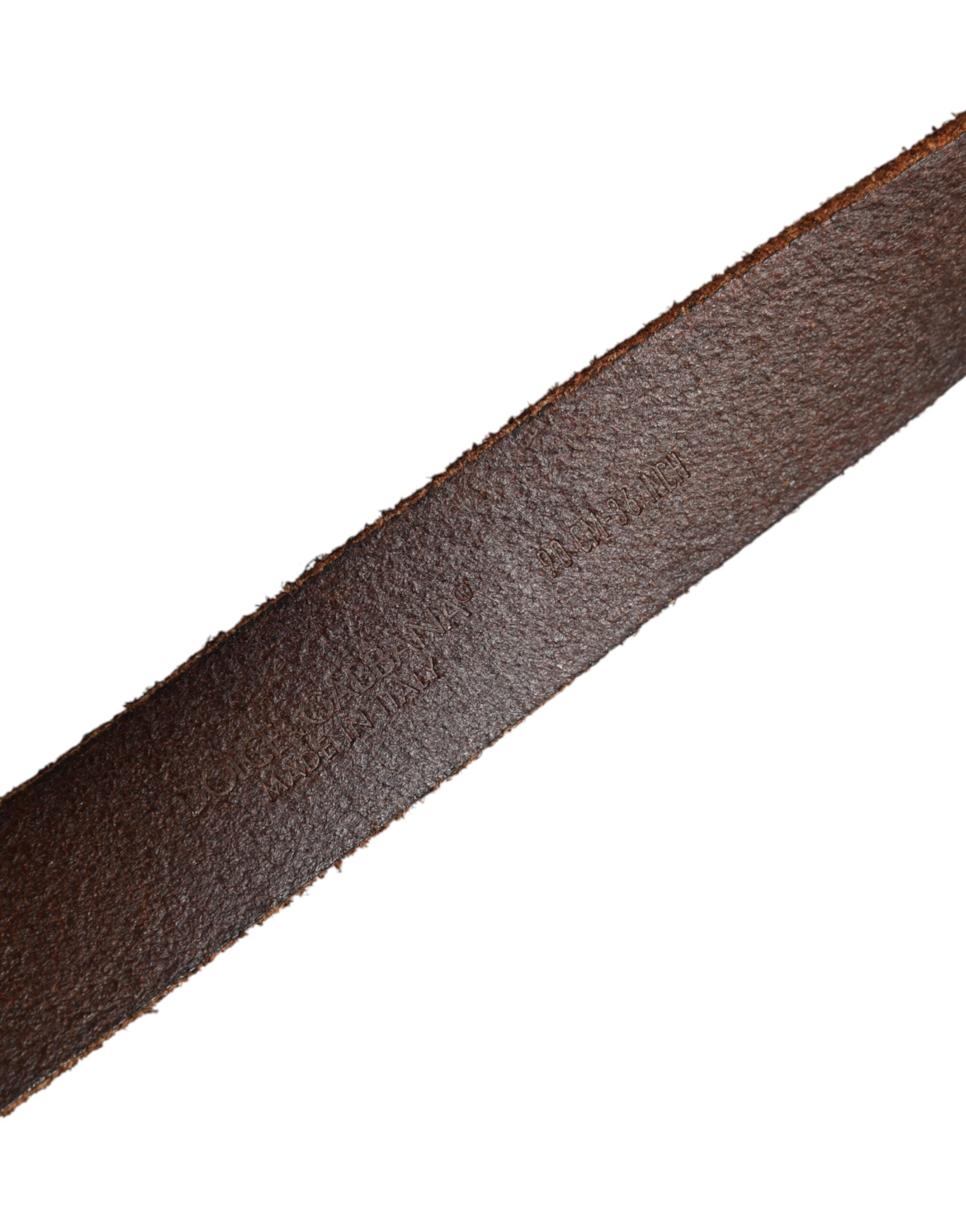 Dolce & Gabbana Brown Leather Gold Tone Metal Buckle Men's Belt (Pre-Owned)