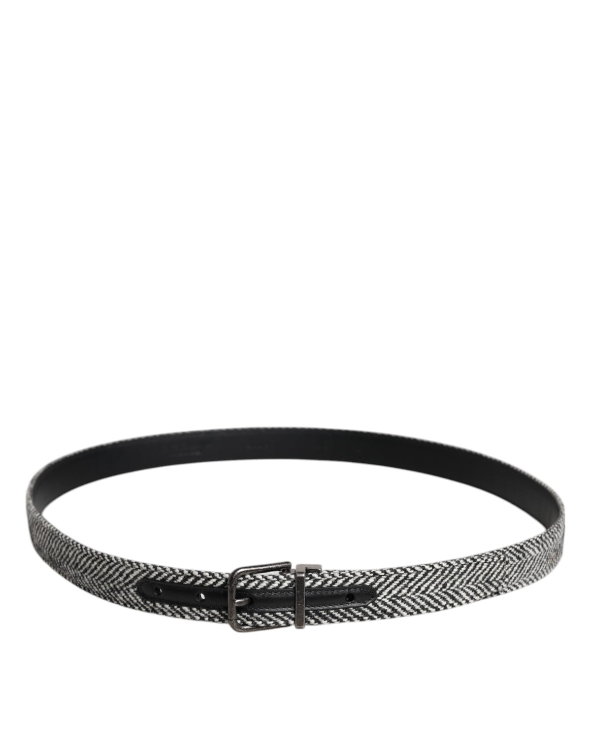 Dolce & Gabbana Black White Silver Tone Metal Buckle Men's Belt