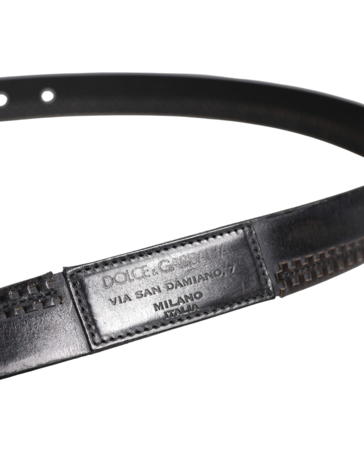 Dolce & Gabbana Black Leather Silver Tone Metal Buckle Men's Belt (Pre-Owned)