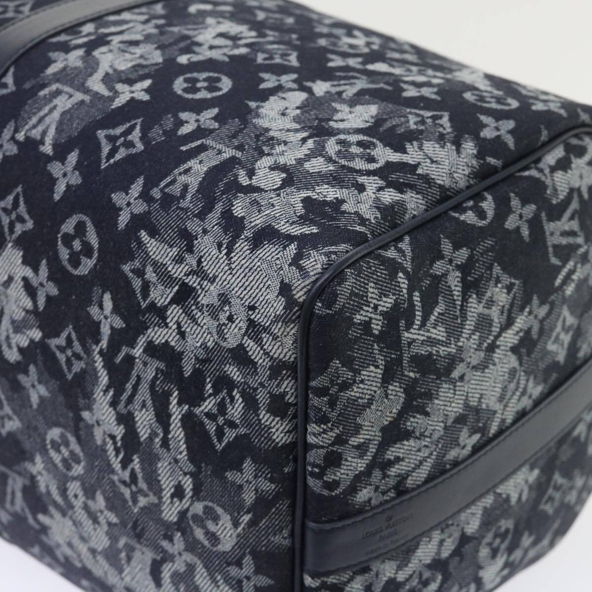 Louis Vuitton Keepall Bandouliere Monogram Tapestry Canvas Navy Canvas Bag (Pre-Owned)
