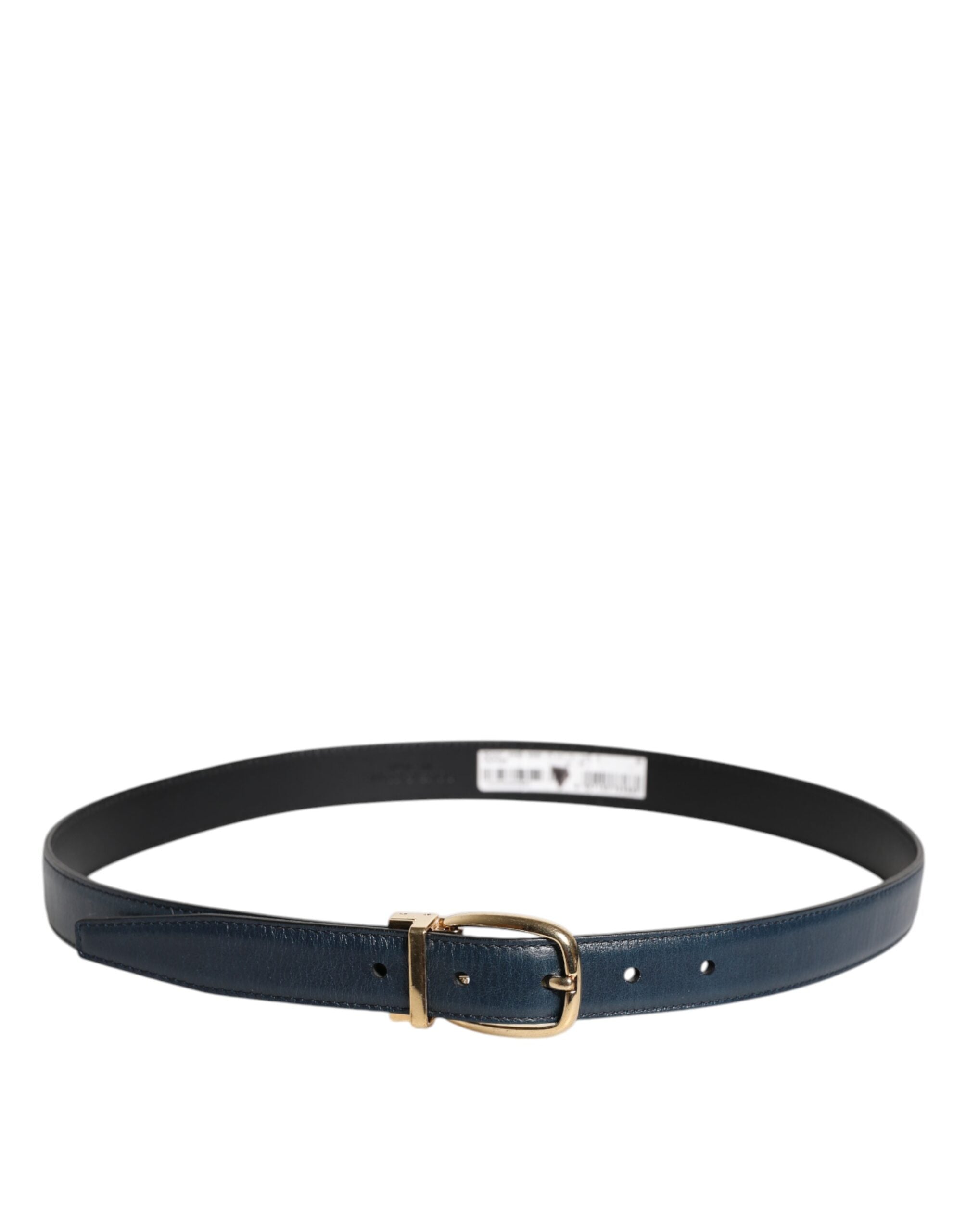 Dolce & Gabbana Blue Leather Metal Buckle Classic Men's Belt (Pre-Owned)