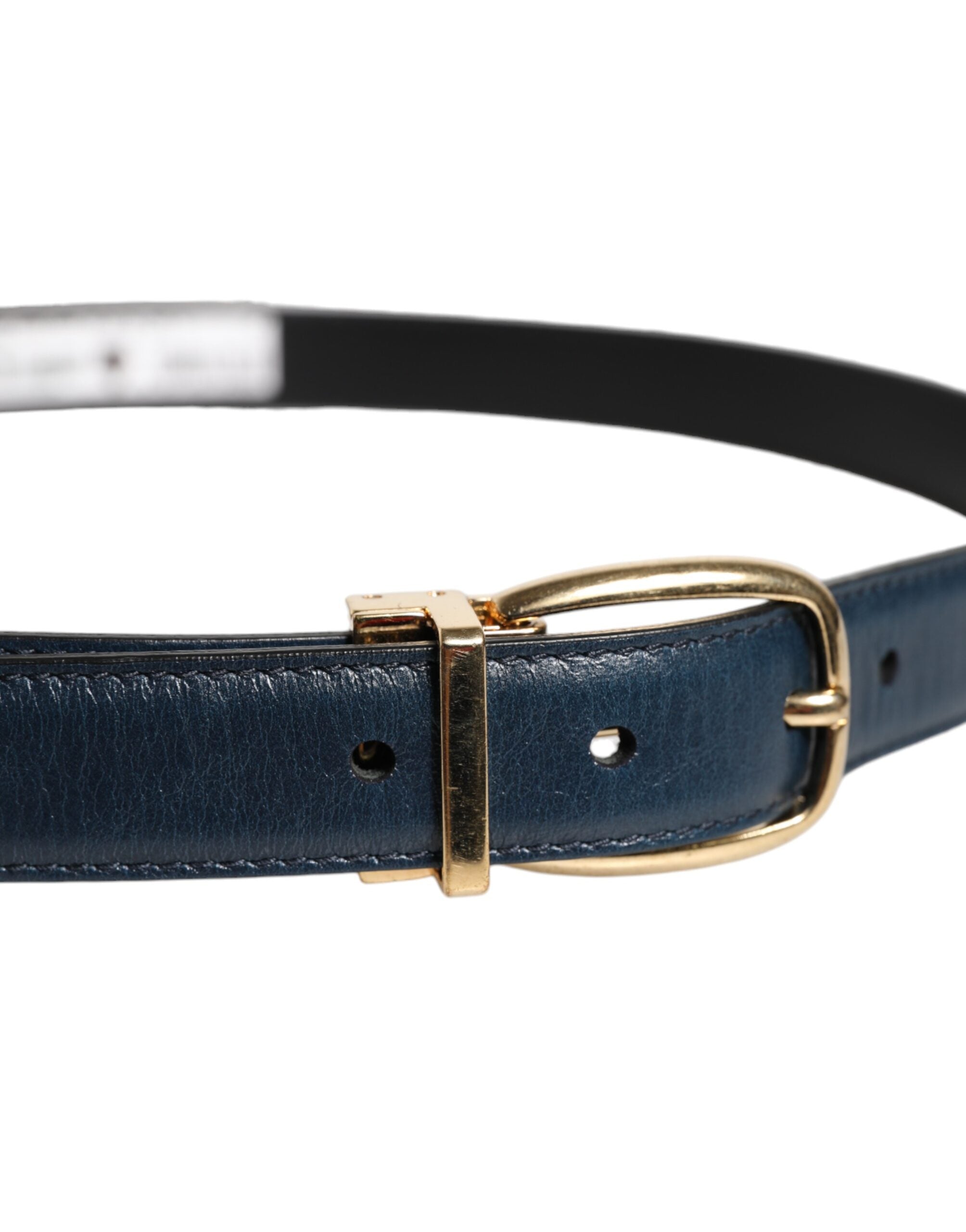 Dolce & Gabbana Blue Leather Metal Buckle Classic Men's Belt (Pre-Owned)