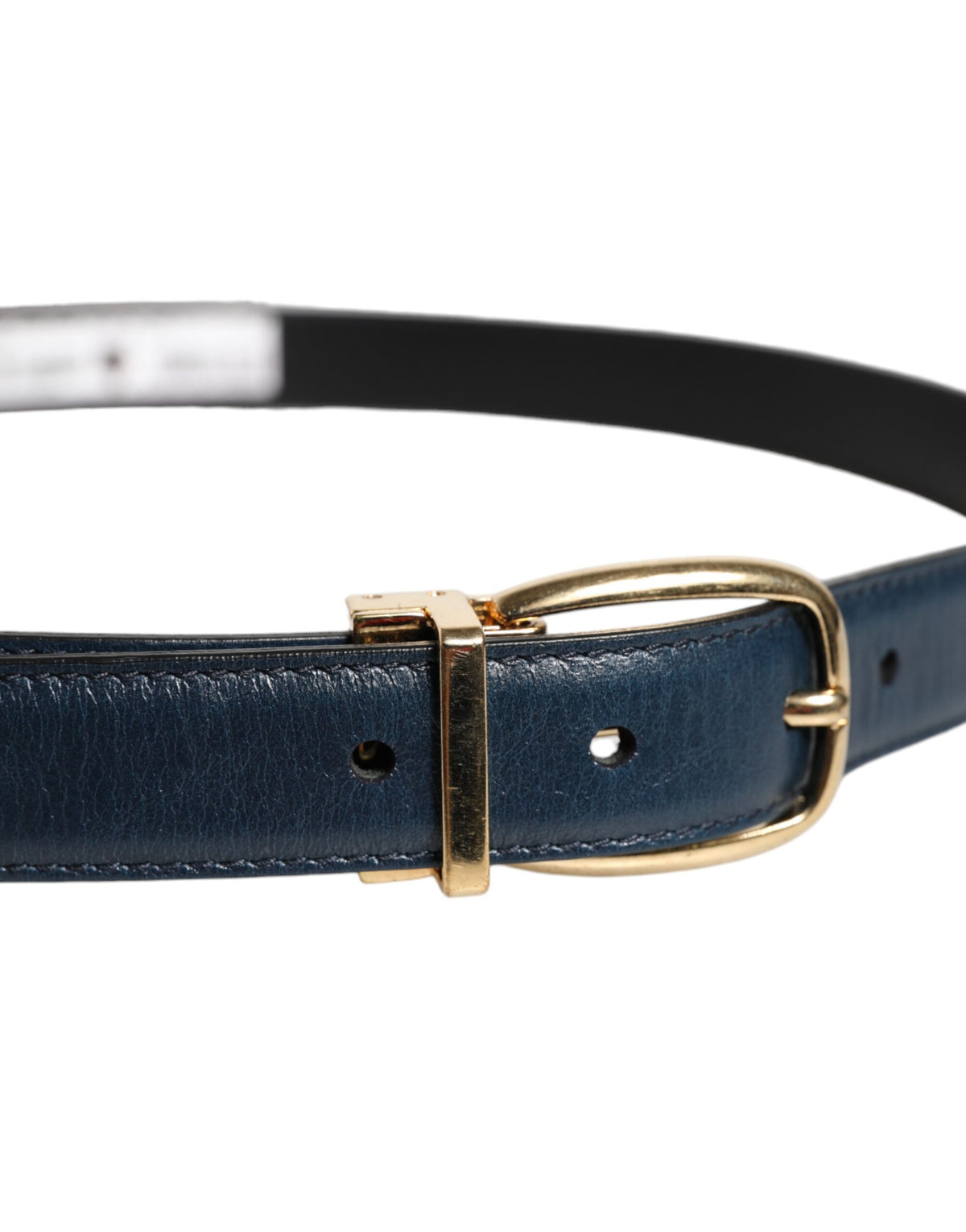 Dolce & Gabbana Blue Leather Metal Buckle Classic Men's Belt (Pre-Owned)
