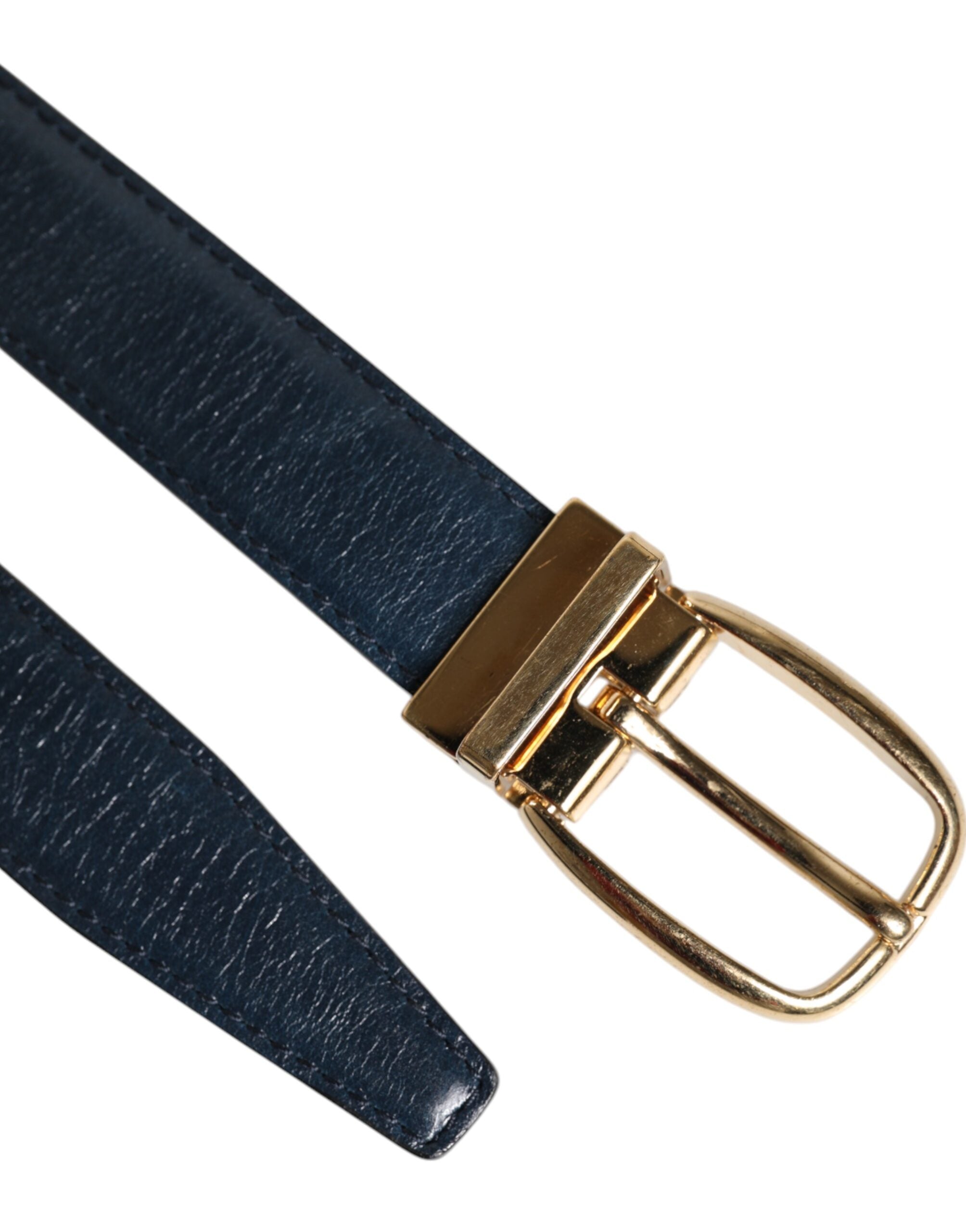 Dolce & Gabbana Blue Leather Metal Buckle Classic Men's Belt (Pre-Owned)
