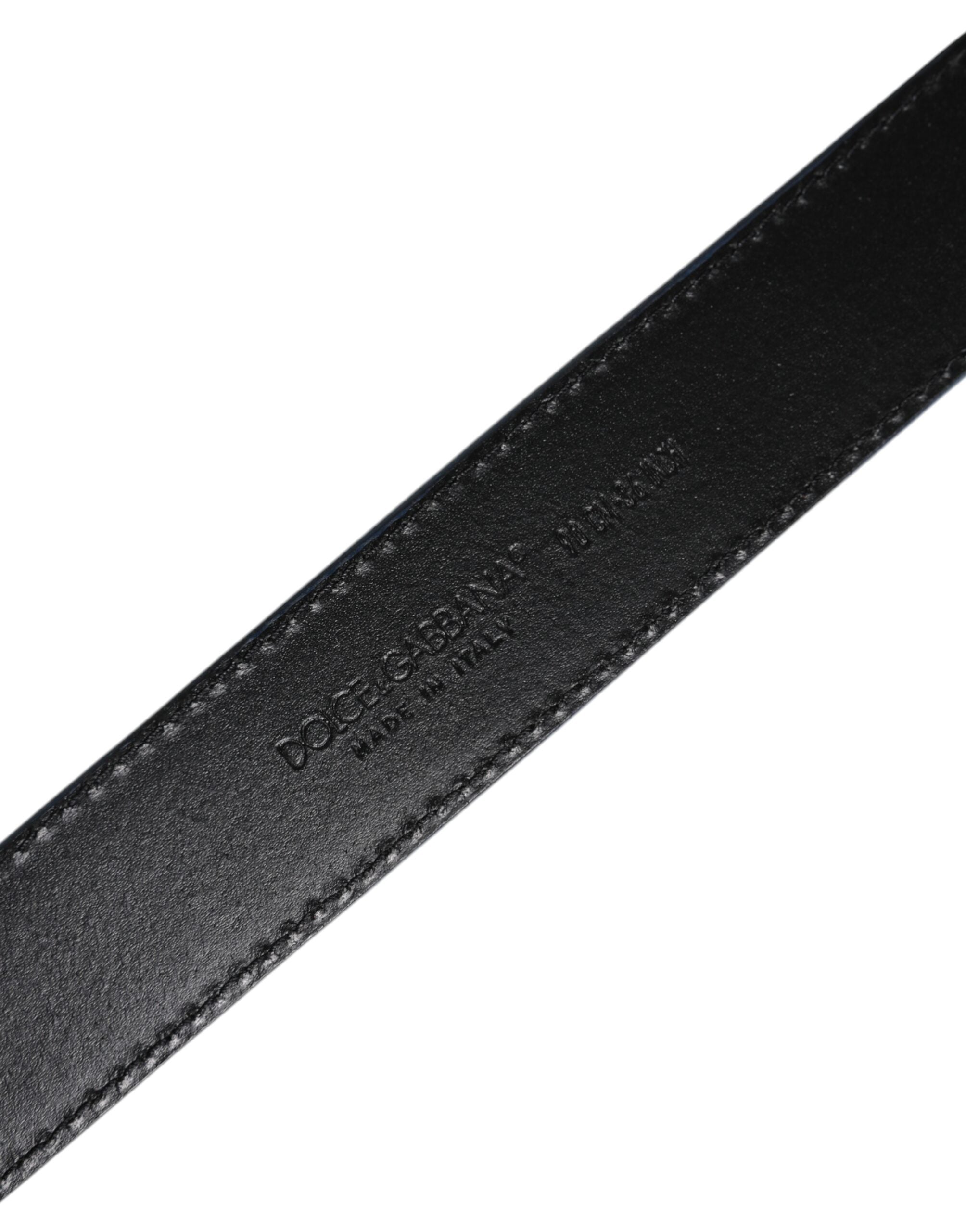 Dolce & Gabbana Blue Beige Leather Weaved Metal Buckle Men's Belt (Pre-Owned)