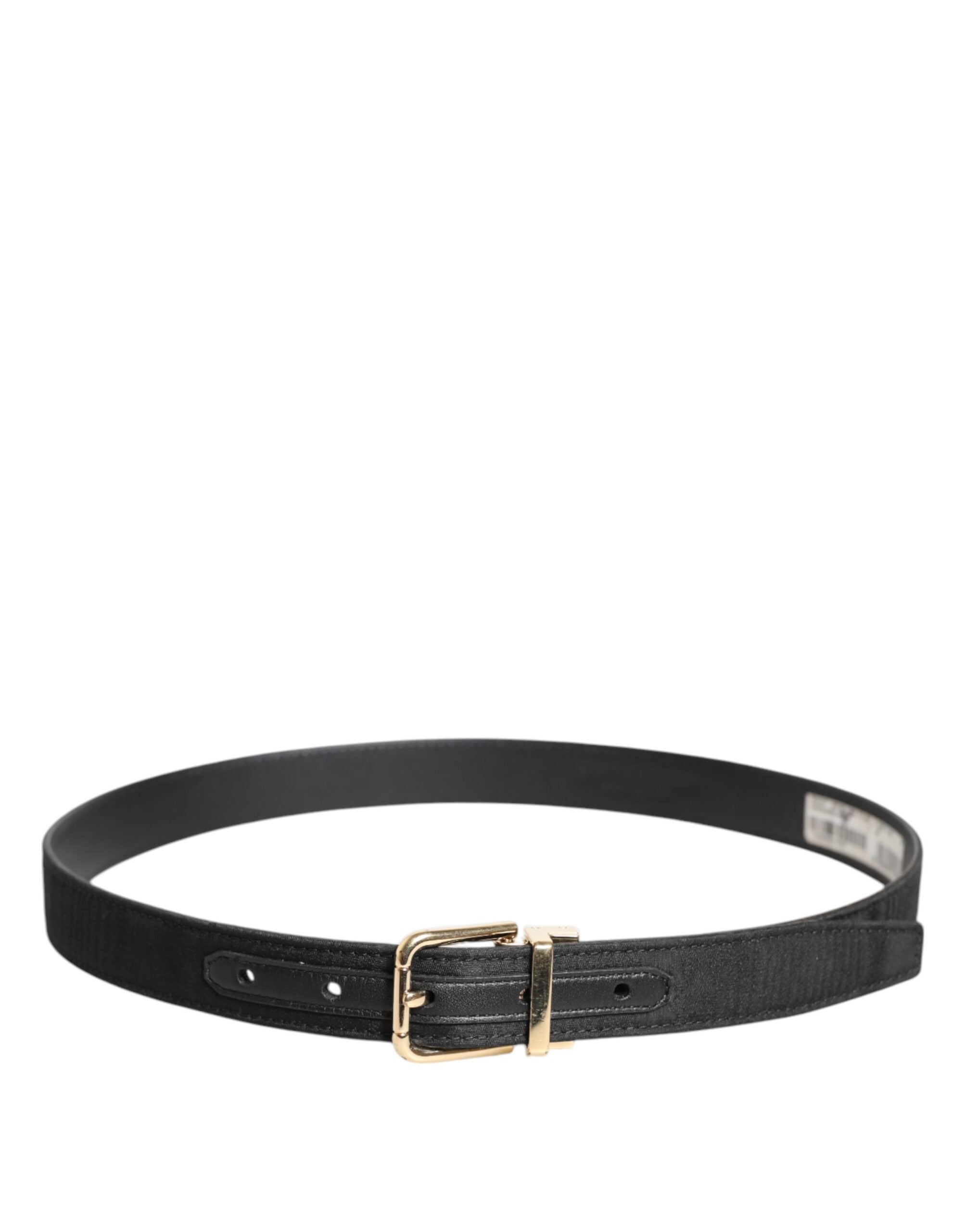 Dolce & Gabbana Black Classic Gold Metal Logo Buckle Men's Belt (Pre-Owned)