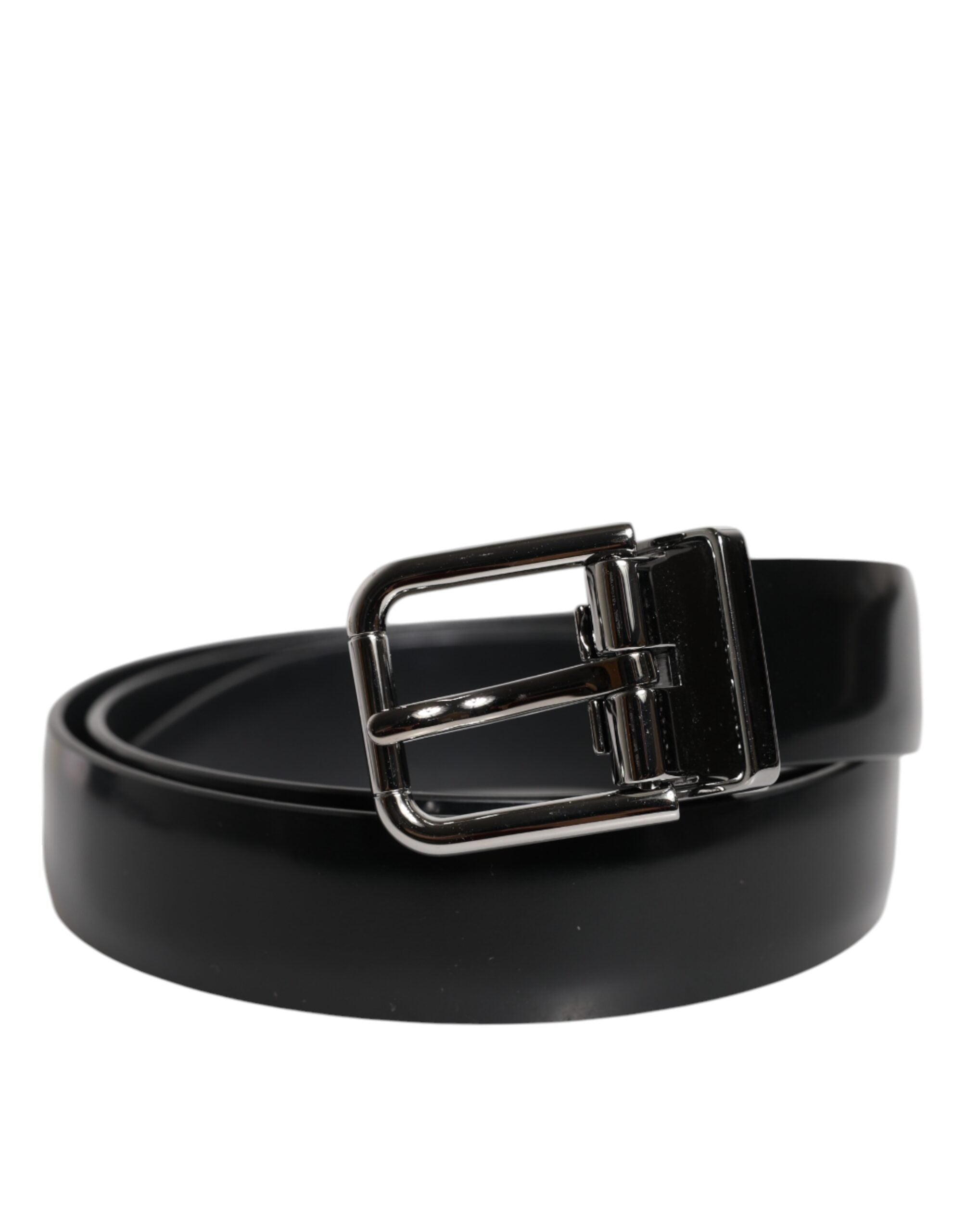 Dolce & Gabbana Black Solid Leather Classic Waist Buckle Women's Belt (Pre-Owned)