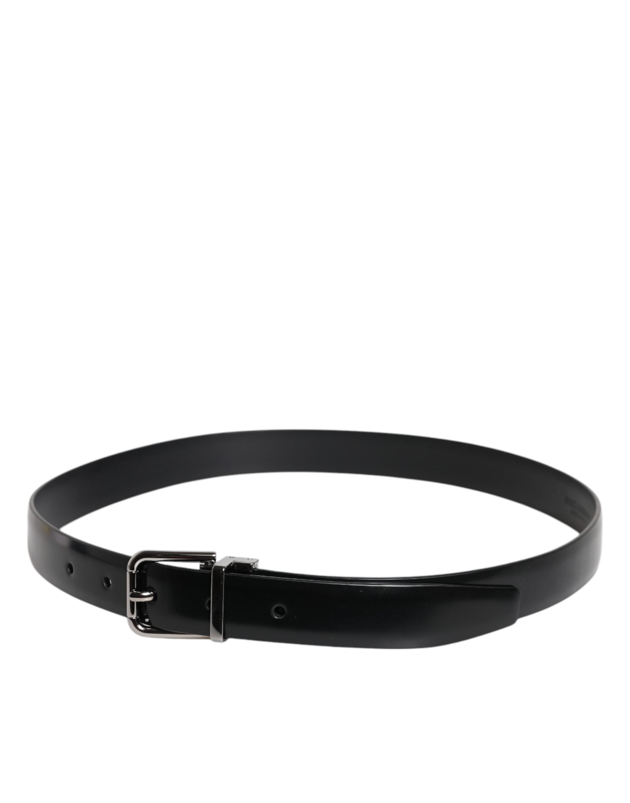 Dolce & Gabbana Black Solid Leather Classic Waist Buckle Women's Belt (Pre-Owned)