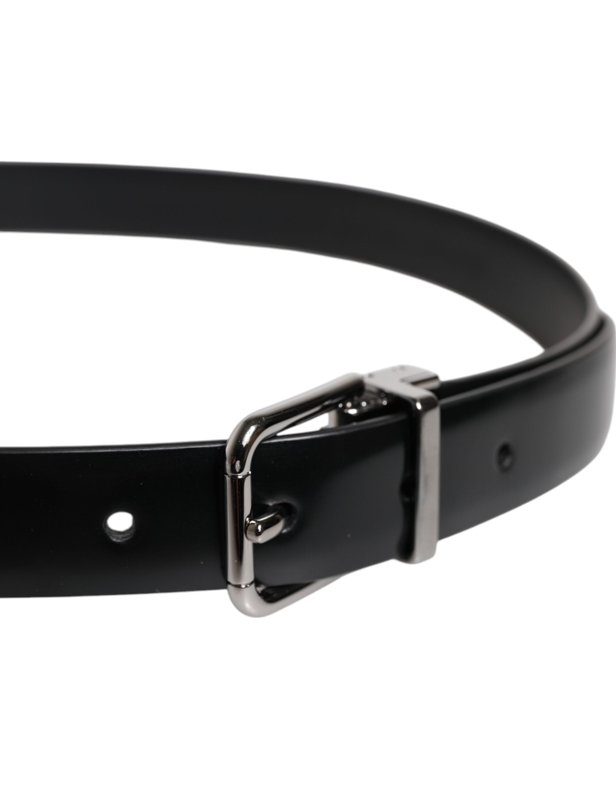 Dolce & Gabbana Black Solid Leather Classic Waist Buckle Women's Belt (Pre-Owned)