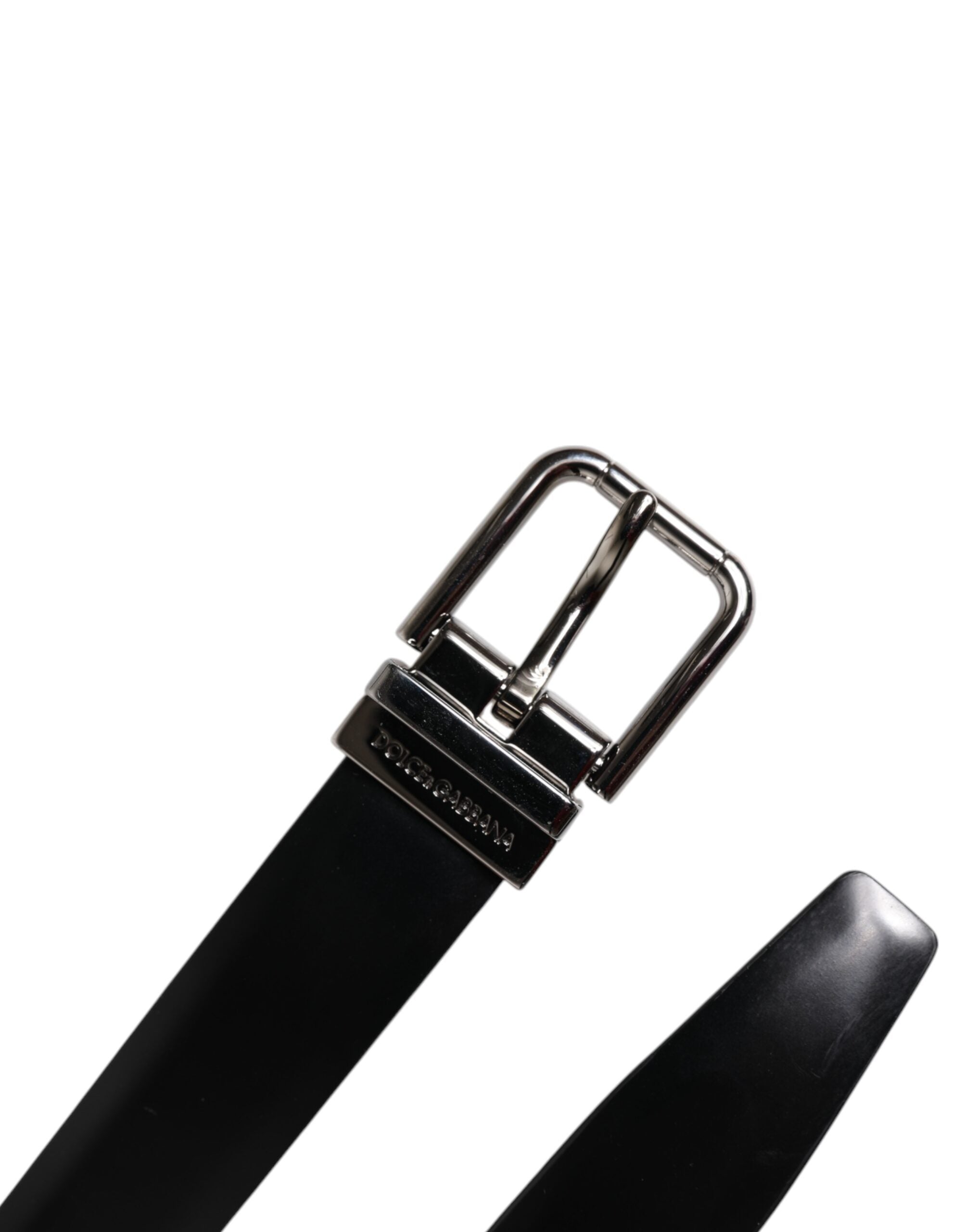 Dolce & Gabbana Black Solid Leather Classic Waist Buckle Women's Belt (Pre-Owned)