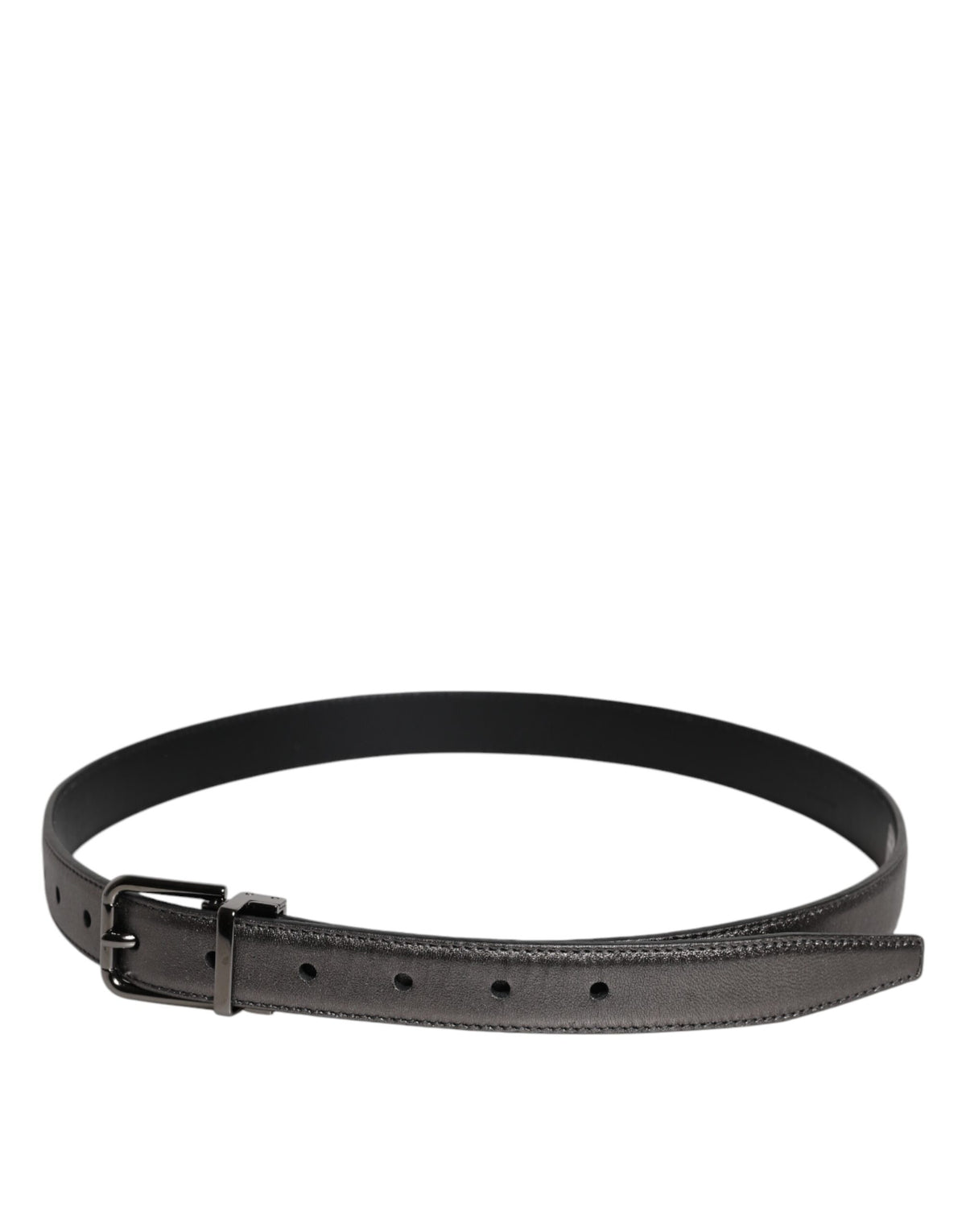 Dolce & Gabbana Black Leather Classic Metal Logo Buckle Men's Belt (Pre-Owned)