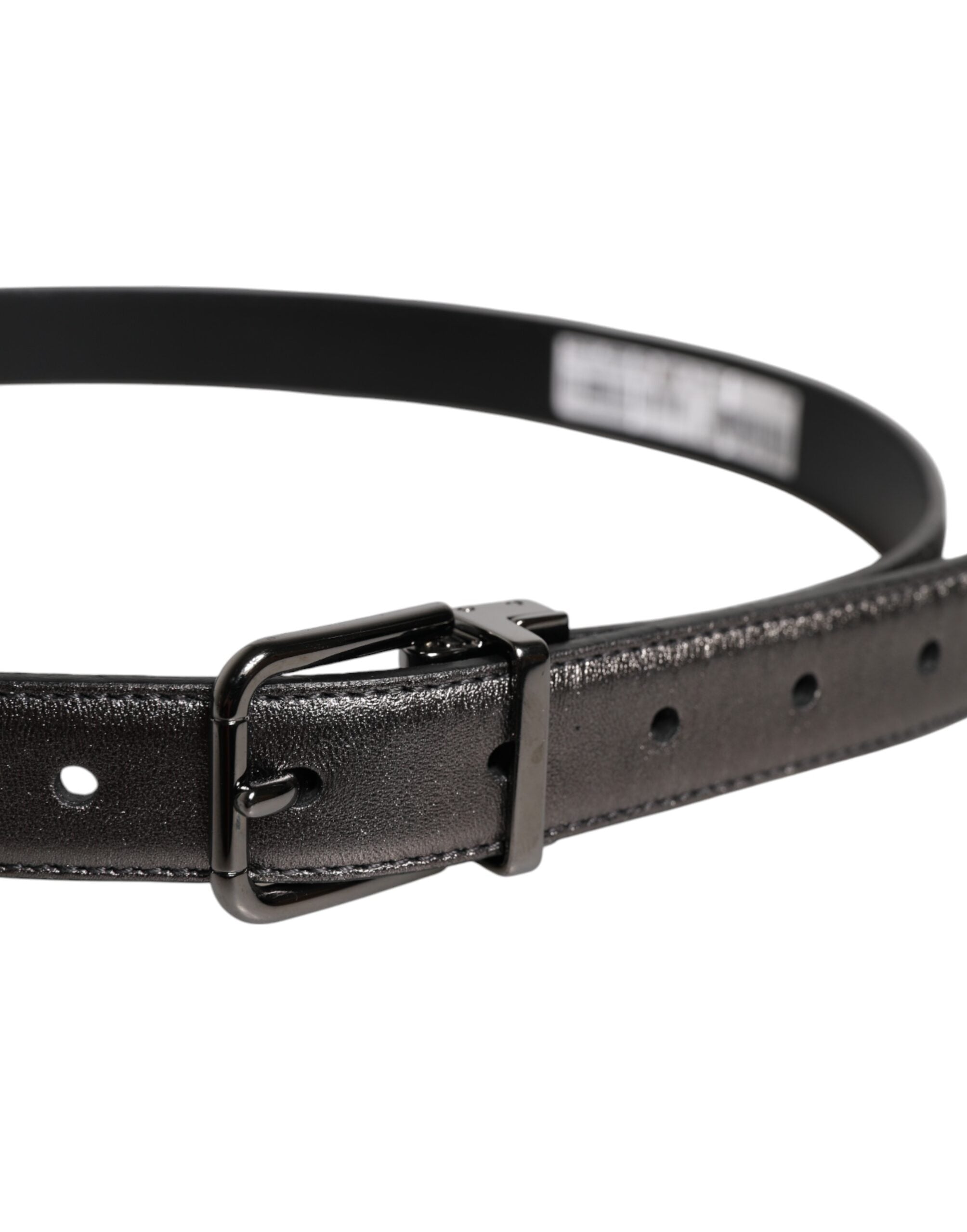 Dolce & Gabbana Black Leather Classic Metal Logo Buckle Men's Belt (Pre-Owned)