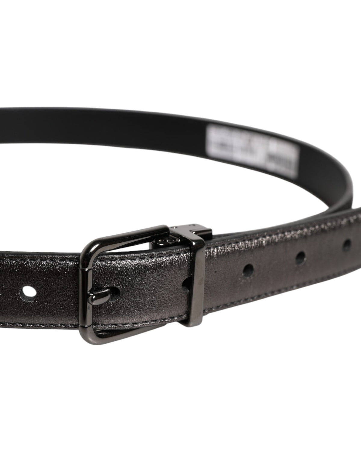 Dolce & Gabbana Black Leather Classic Metal Logo Buckle Men's Belt (Pre-Owned)